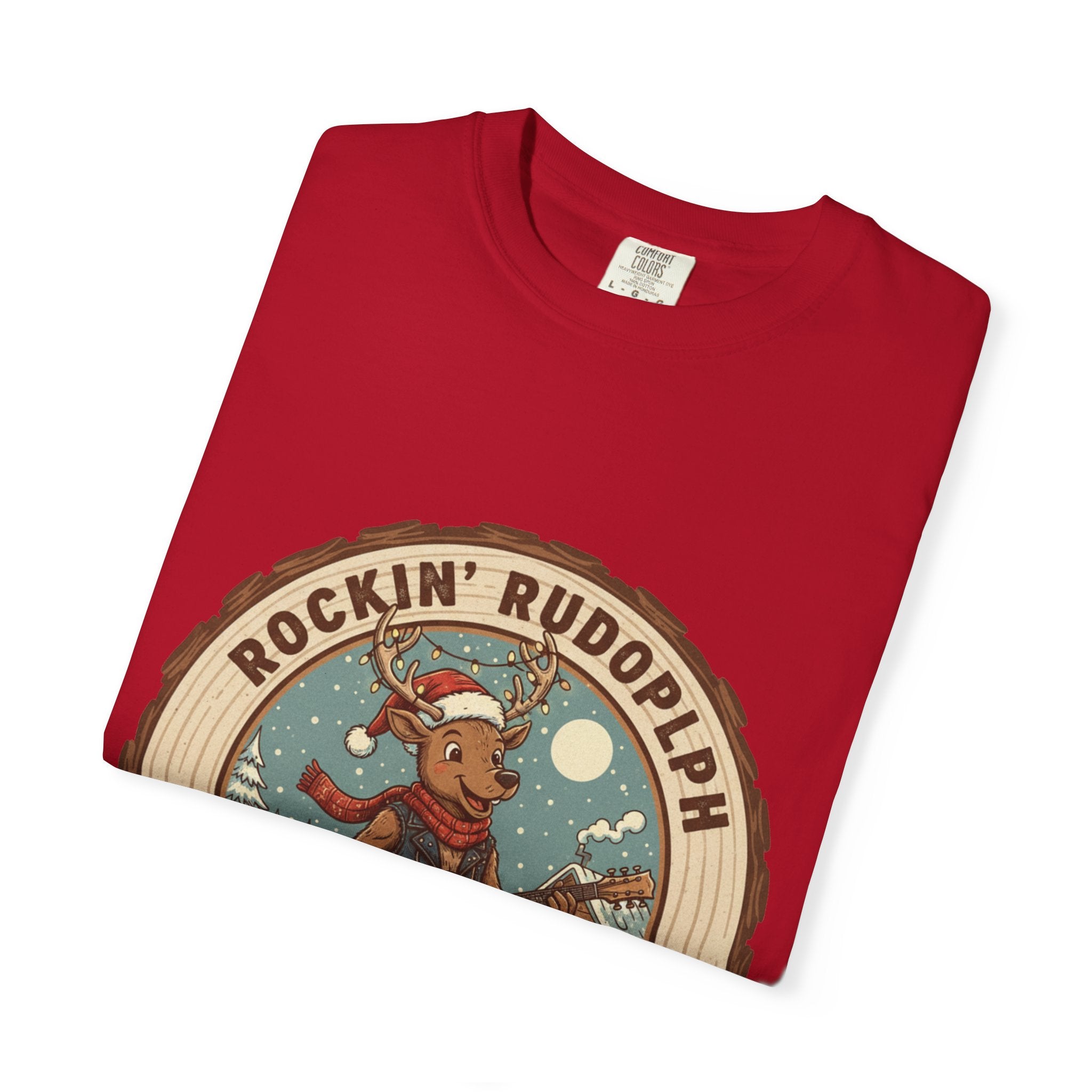 Rockin' Rudolph Christmas T-Shirt | Funny Reindeer Guitar Tee