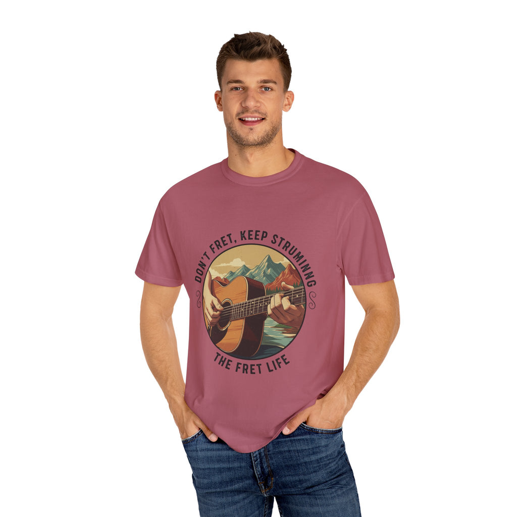 Don't Fret, Keep Strumming: Mountain Lake Serenade Tee