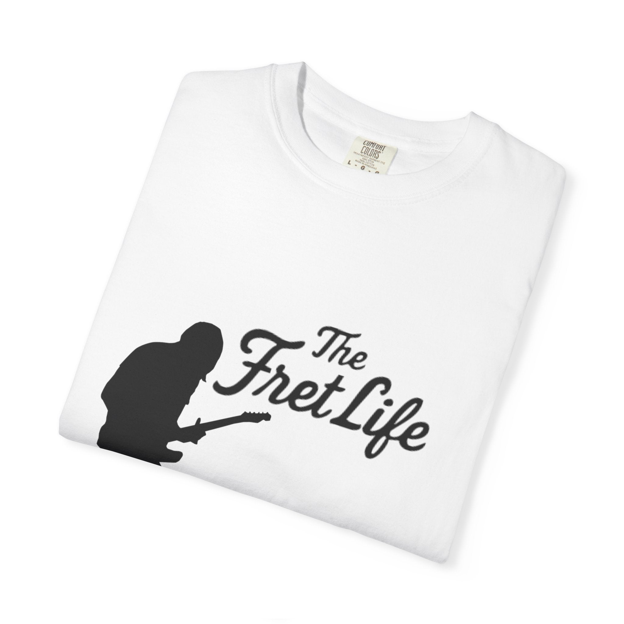 Guitar Player T-shirt with The Fret Life Logo