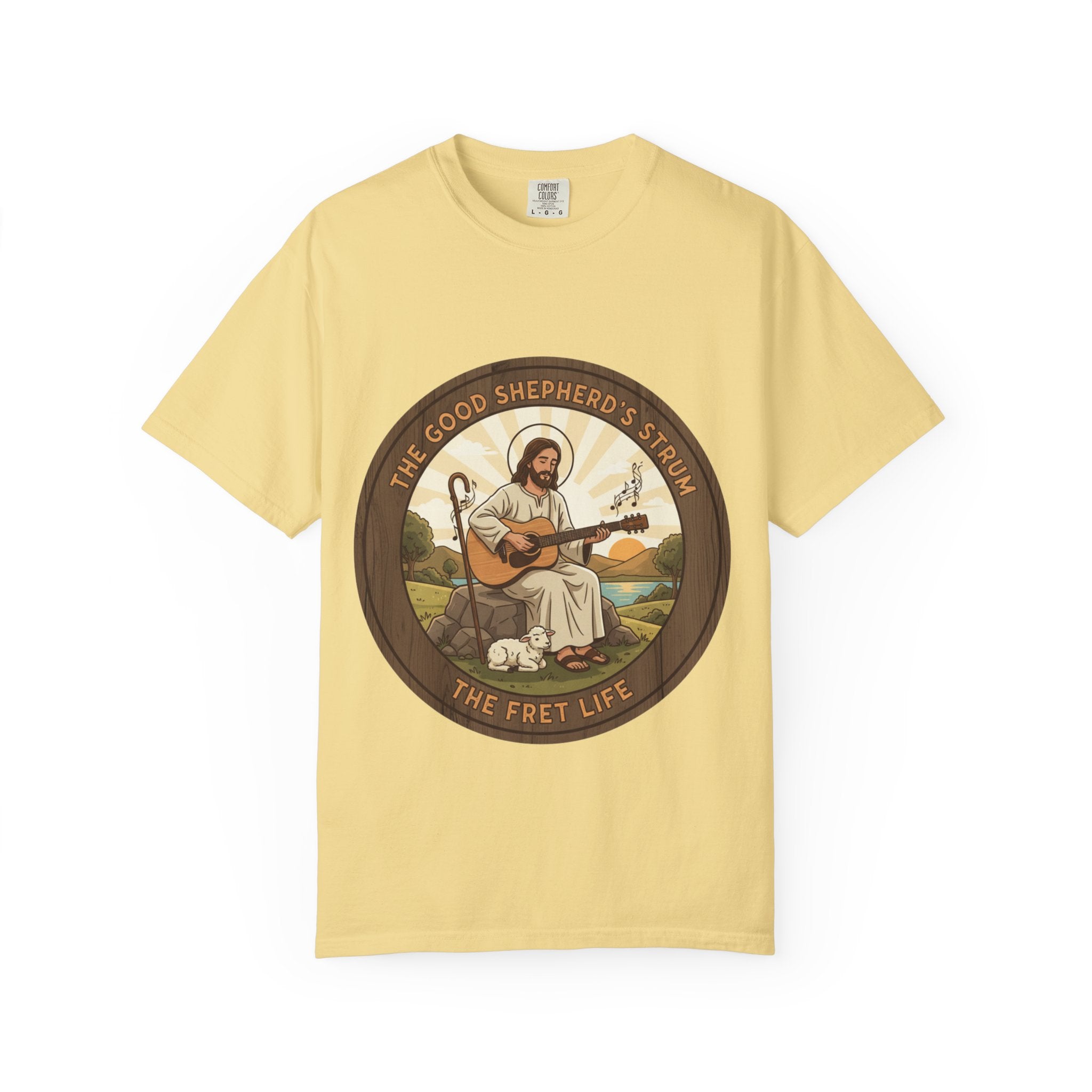 The Good Shepherd's Strum T-Shirt: Led by the Ultimate Musician.
