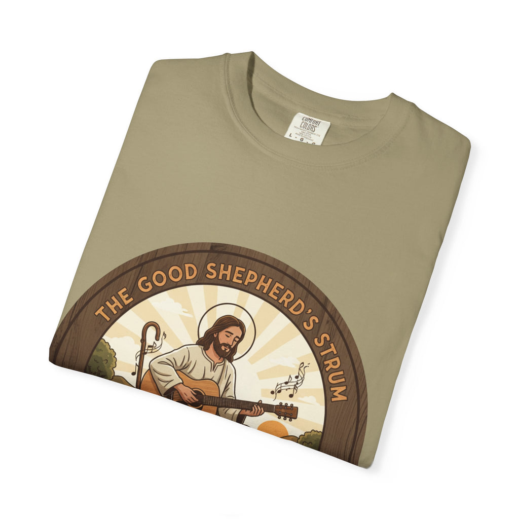 The Good Shepherd's Strum T-Shirt: Led by the Ultimate Musician.