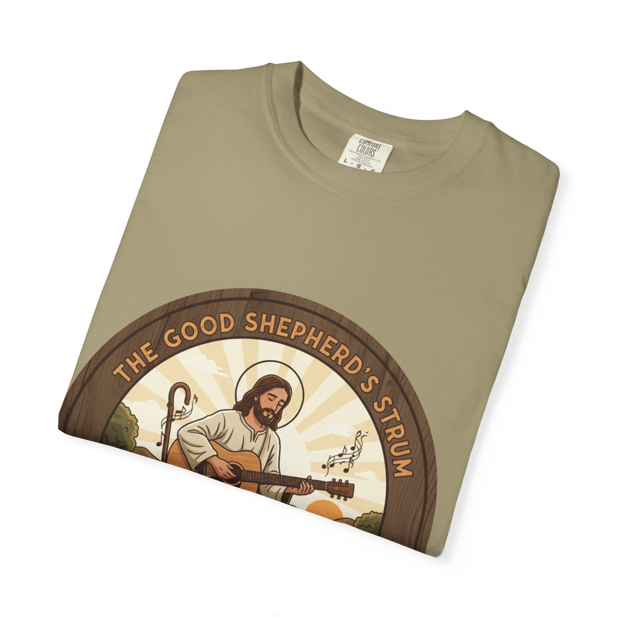 The Good Shepherd's Strum T-Shirt: Led by the Ultimate Musician.