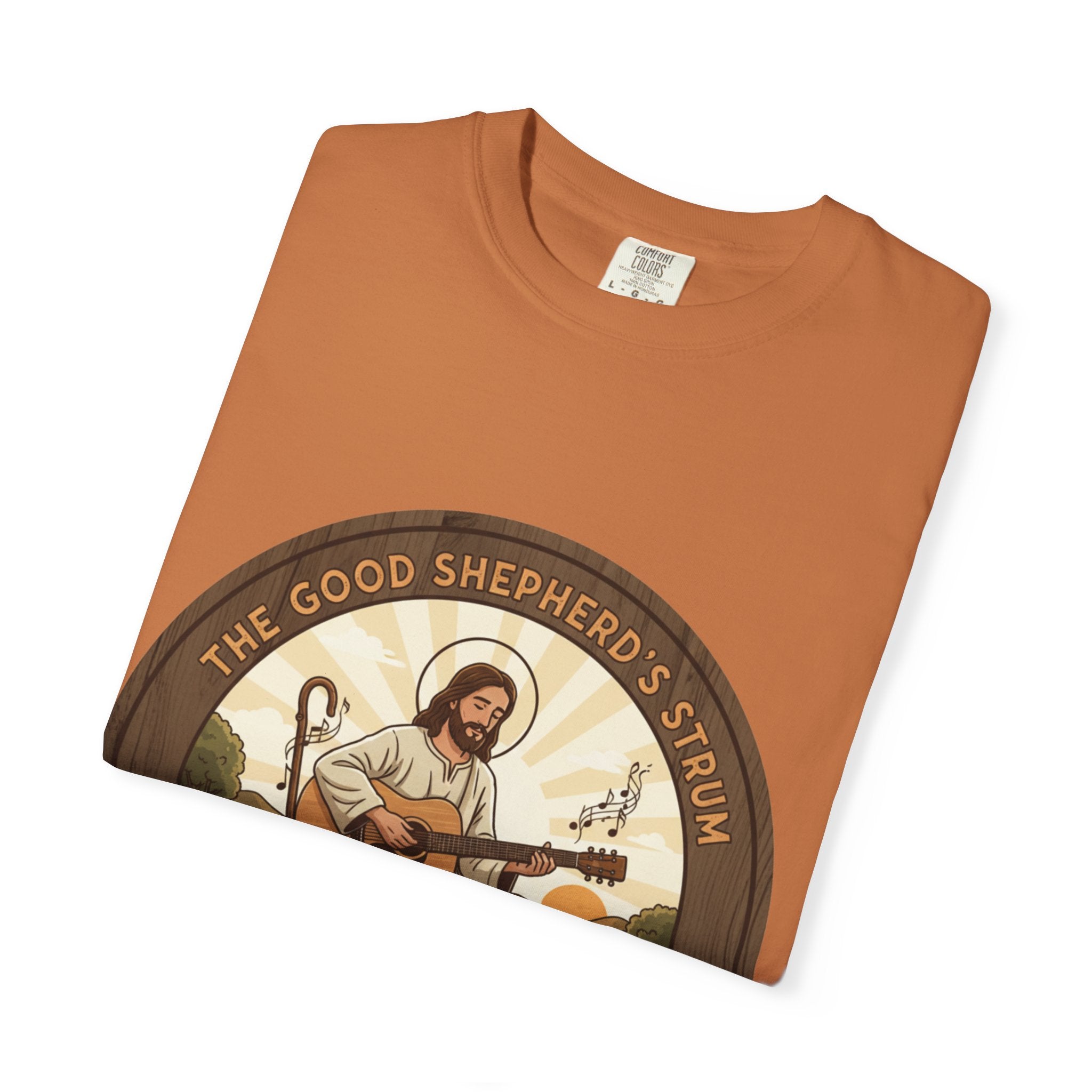 The Good Shepherd's Strum T-Shirt: Led by the Ultimate Musician.