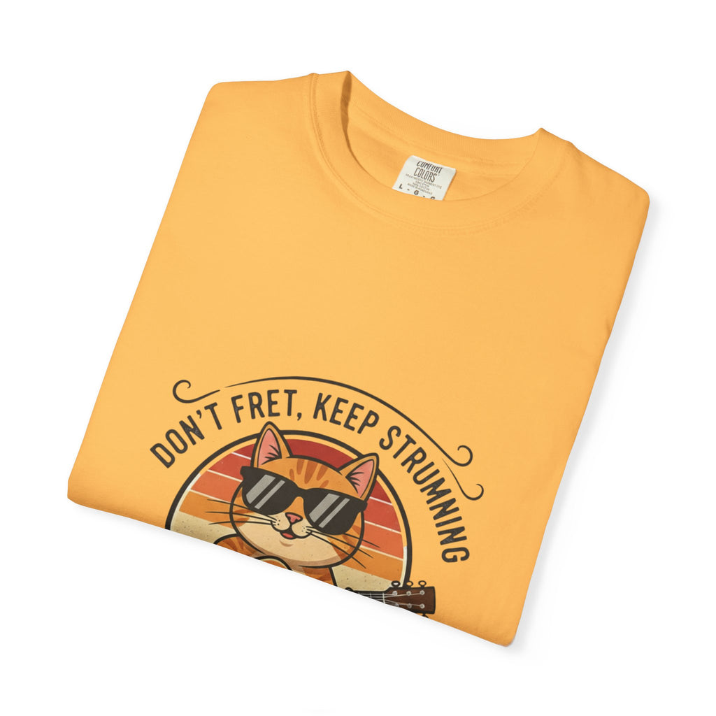 Don't Fret, Keep Strumming: Cat & Guitar Lover's Tee