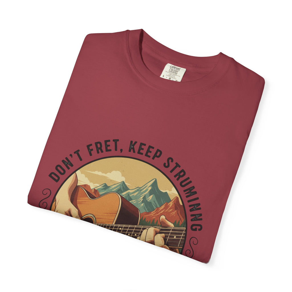 Don't Fret, Keep Strumming: Mountain Lake Serenade Tee