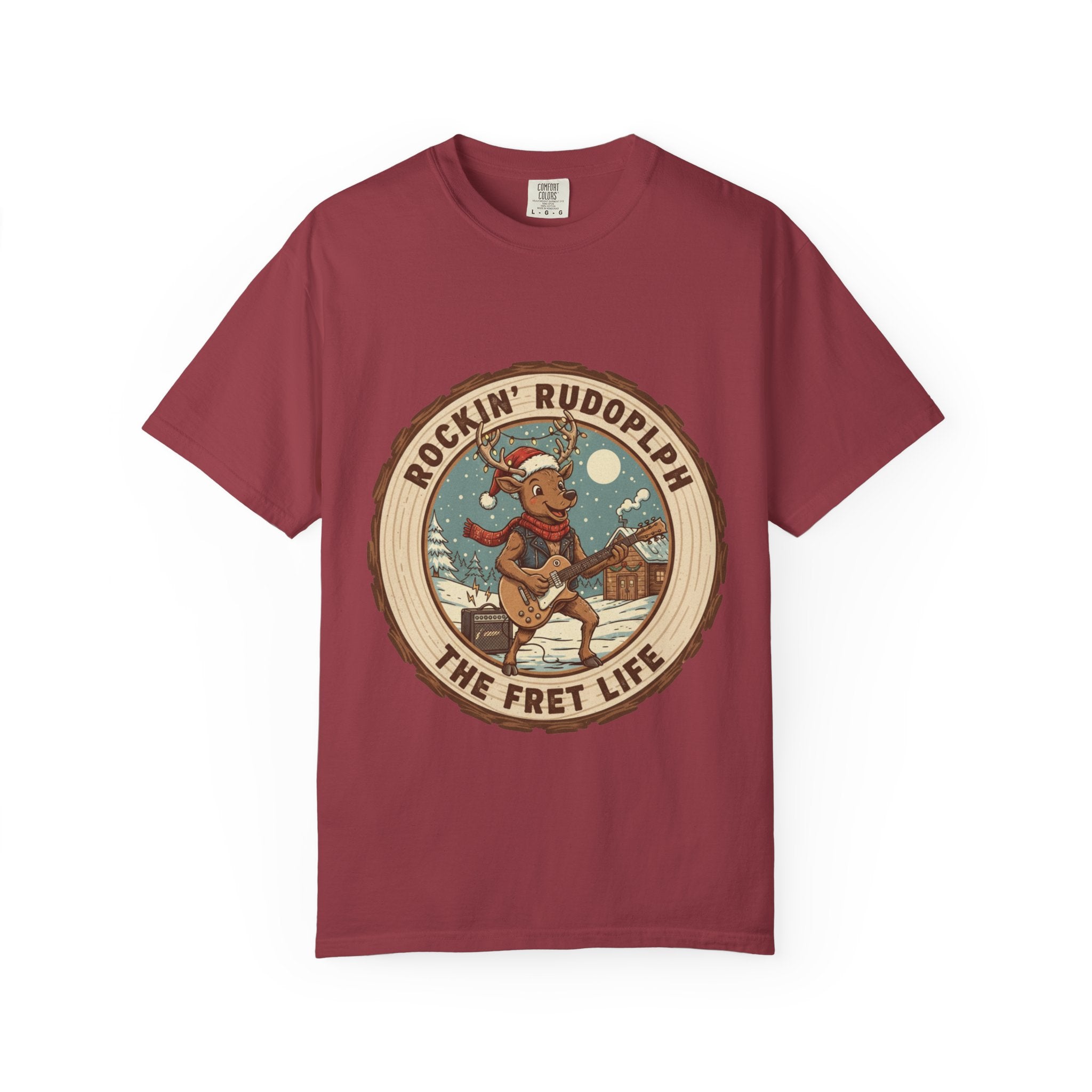 Rockin' Rudolph Christmas T-Shirt | Funny Reindeer Guitar Tee