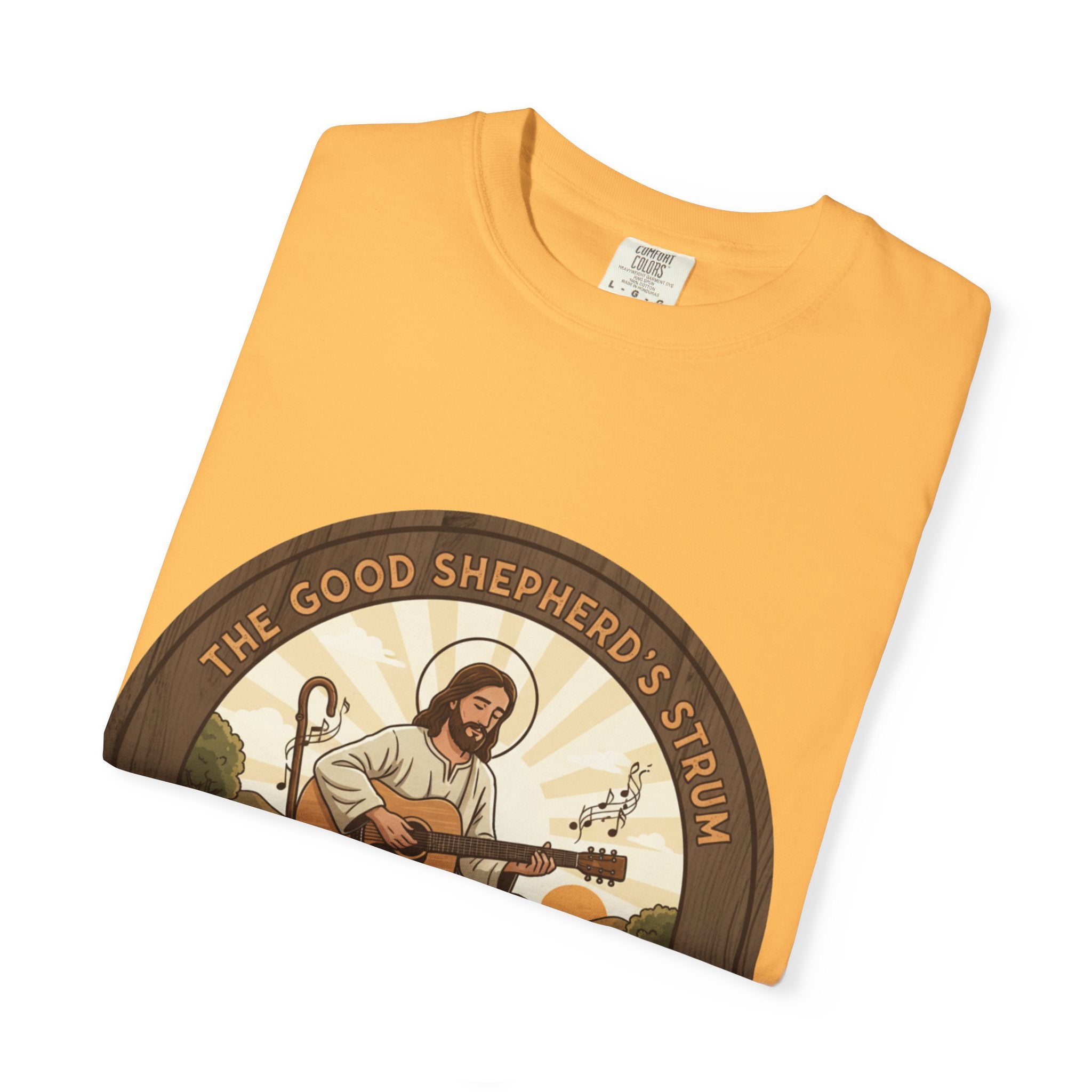 The Good Shepherd's Strum T-Shirt: Led by the Ultimate Musician.