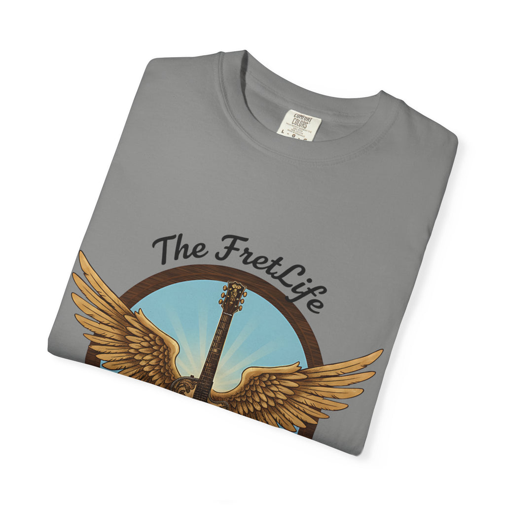 Winged Guitar T-shirt - The Fret Life Logo, Music Lover Gift