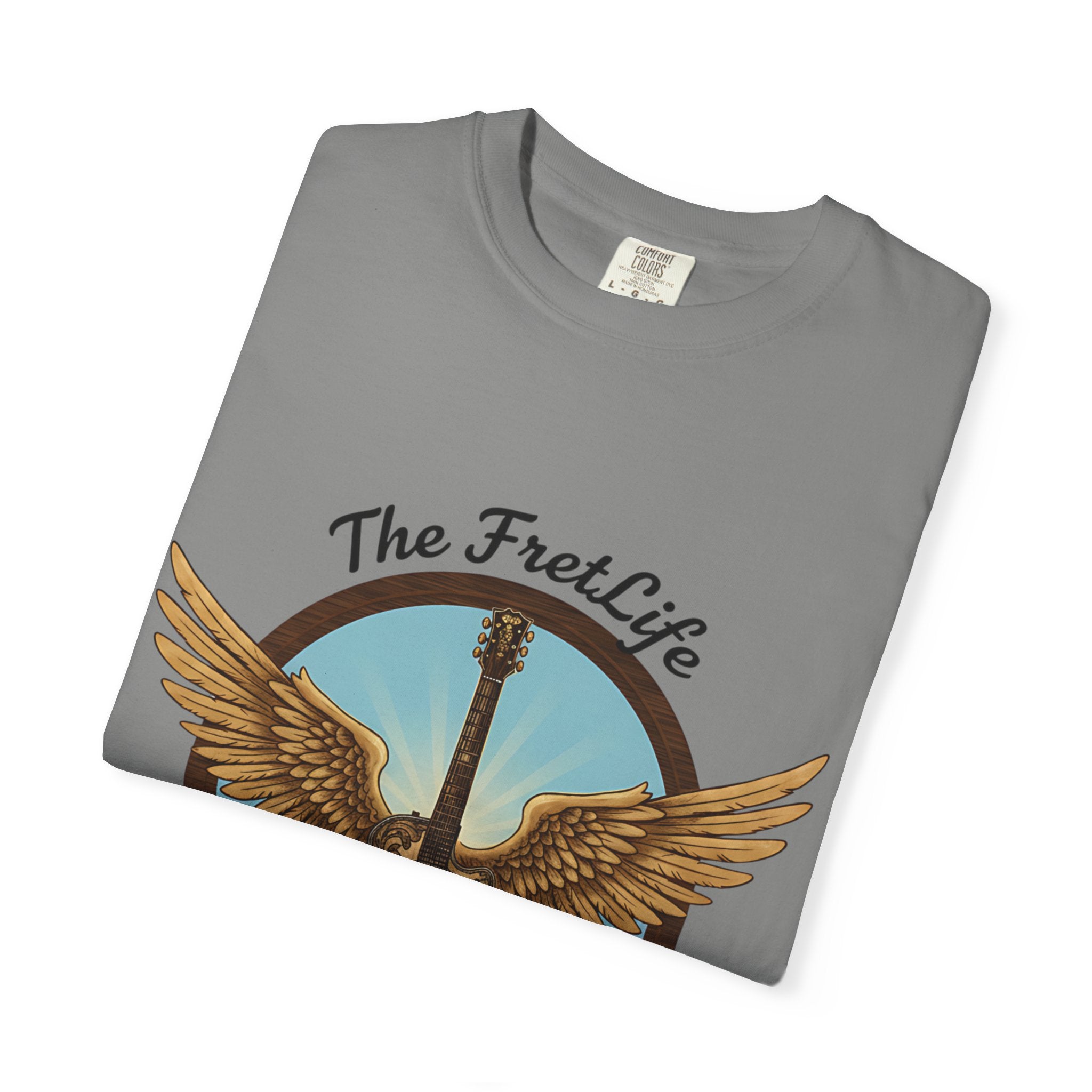 Winged Guitar T-shirt - The Fret Life Logo, Music Lover Gift