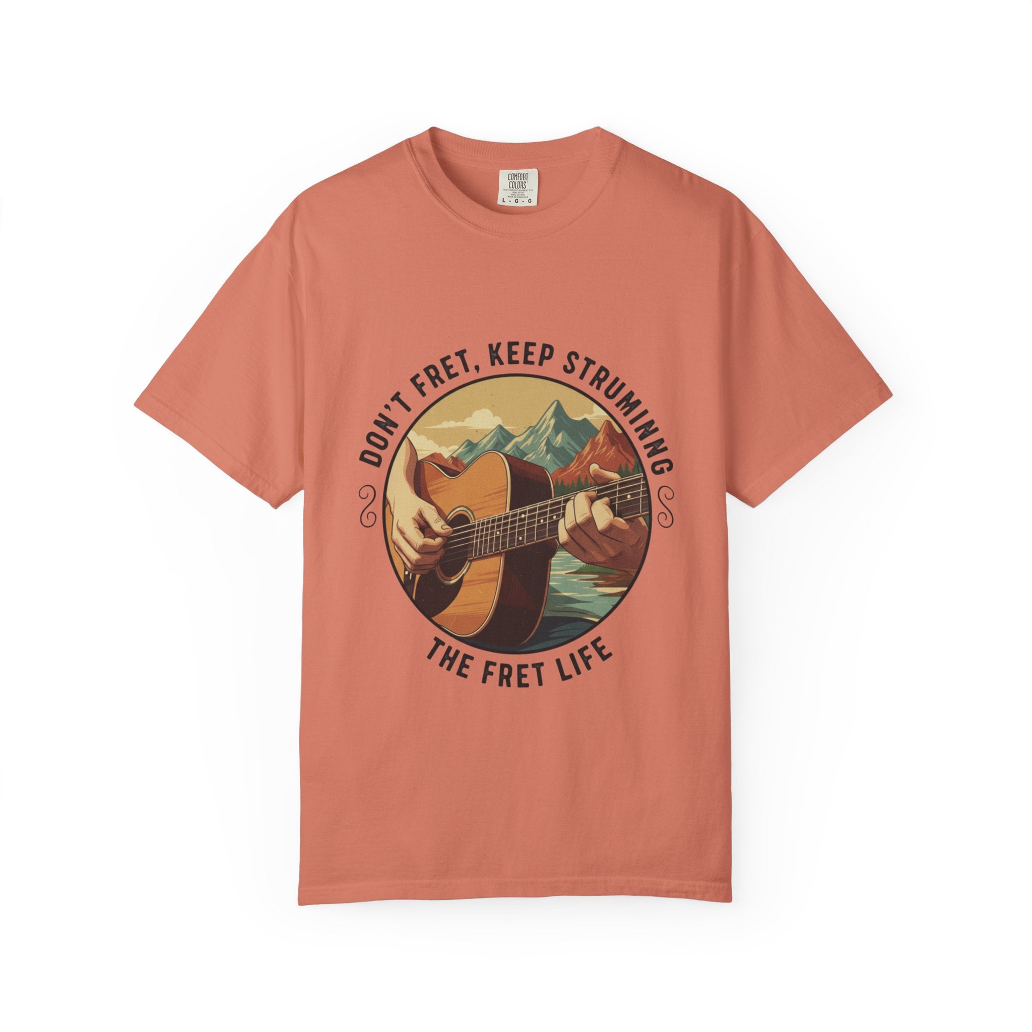 Don't Fret, Keep Strumming: Mountain Lake Serenade Tee