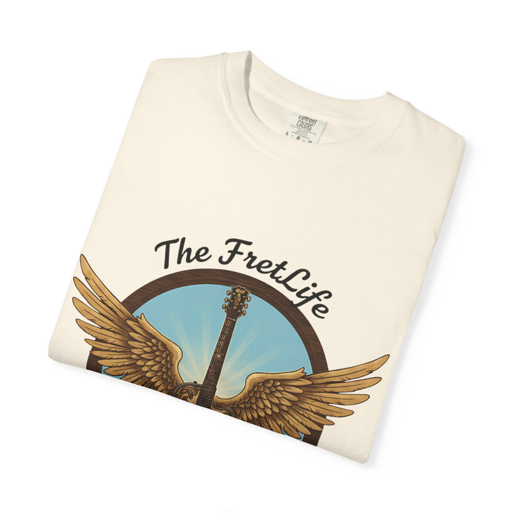 Winged Guitar T-shirt - The Fret Life Logo, Music Lover Gift