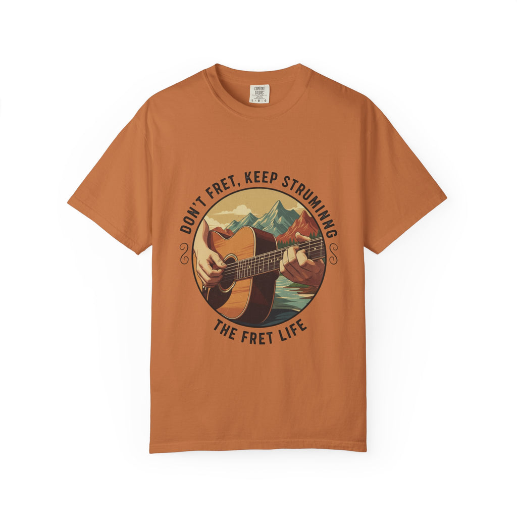 Don't Fret, Keep Strumming: Mountain Lake Serenade Tee