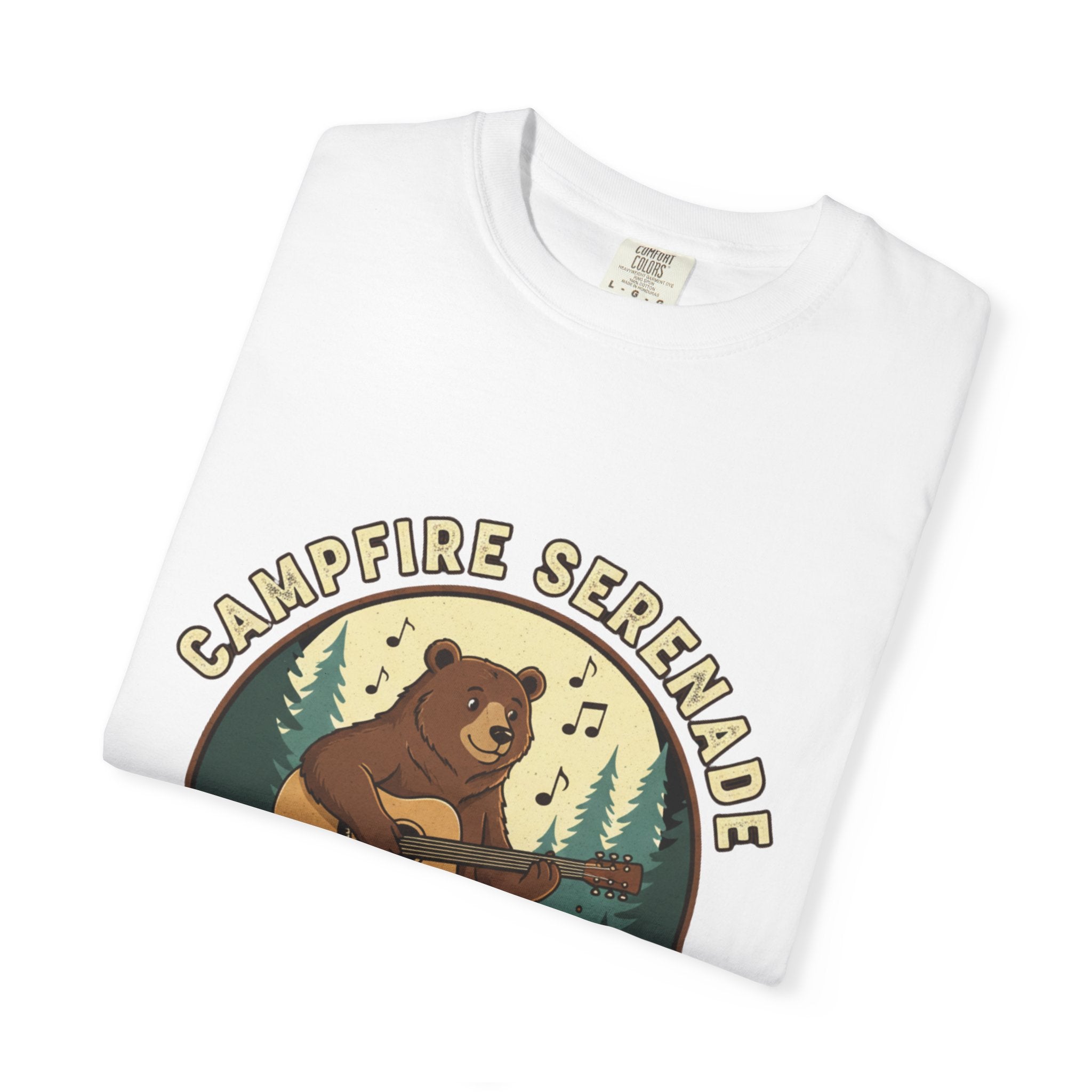 Campfire Serenade, Bear playing guitar design Garment-Dyed T-shirt