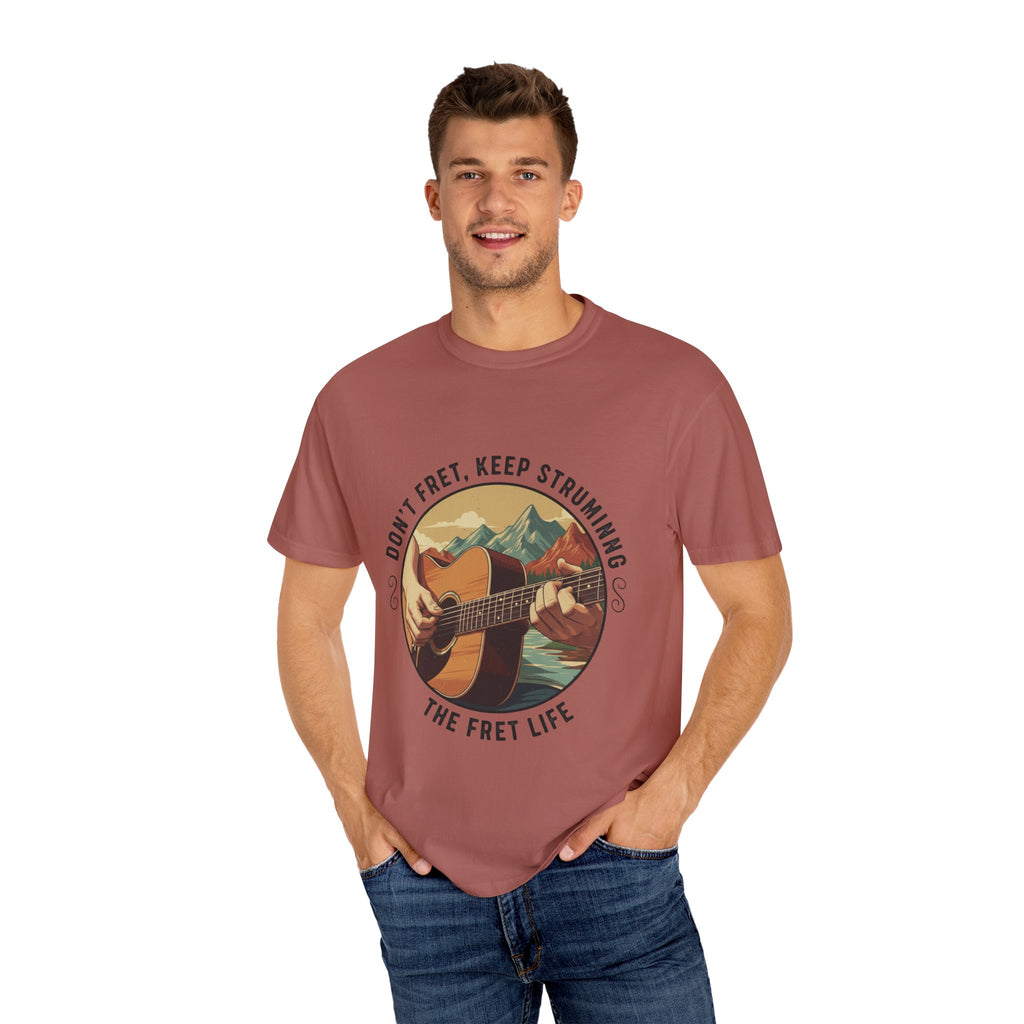 Don't Fret, Keep Strumming: Mountain Lake Serenade Tee