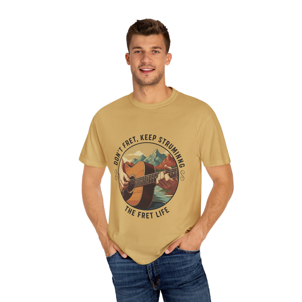 Don't Fret, Keep Strumming: Mountain Lake Serenade Tee