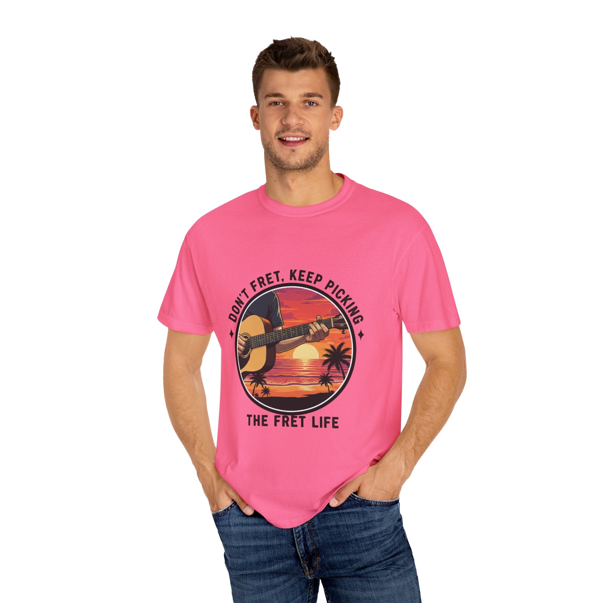 Don't Fret, Keep Picking: Island Sunset Guitar Tee