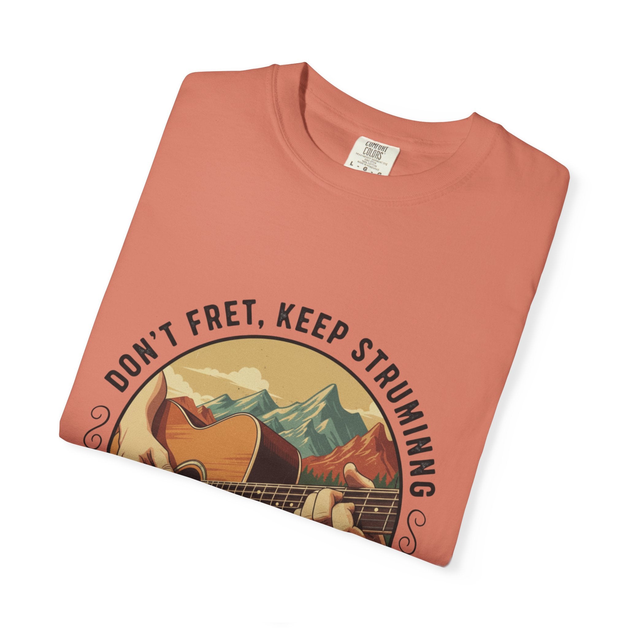 Don't Fret, Keep Strumming: Mountain Lake Serenade Tee
