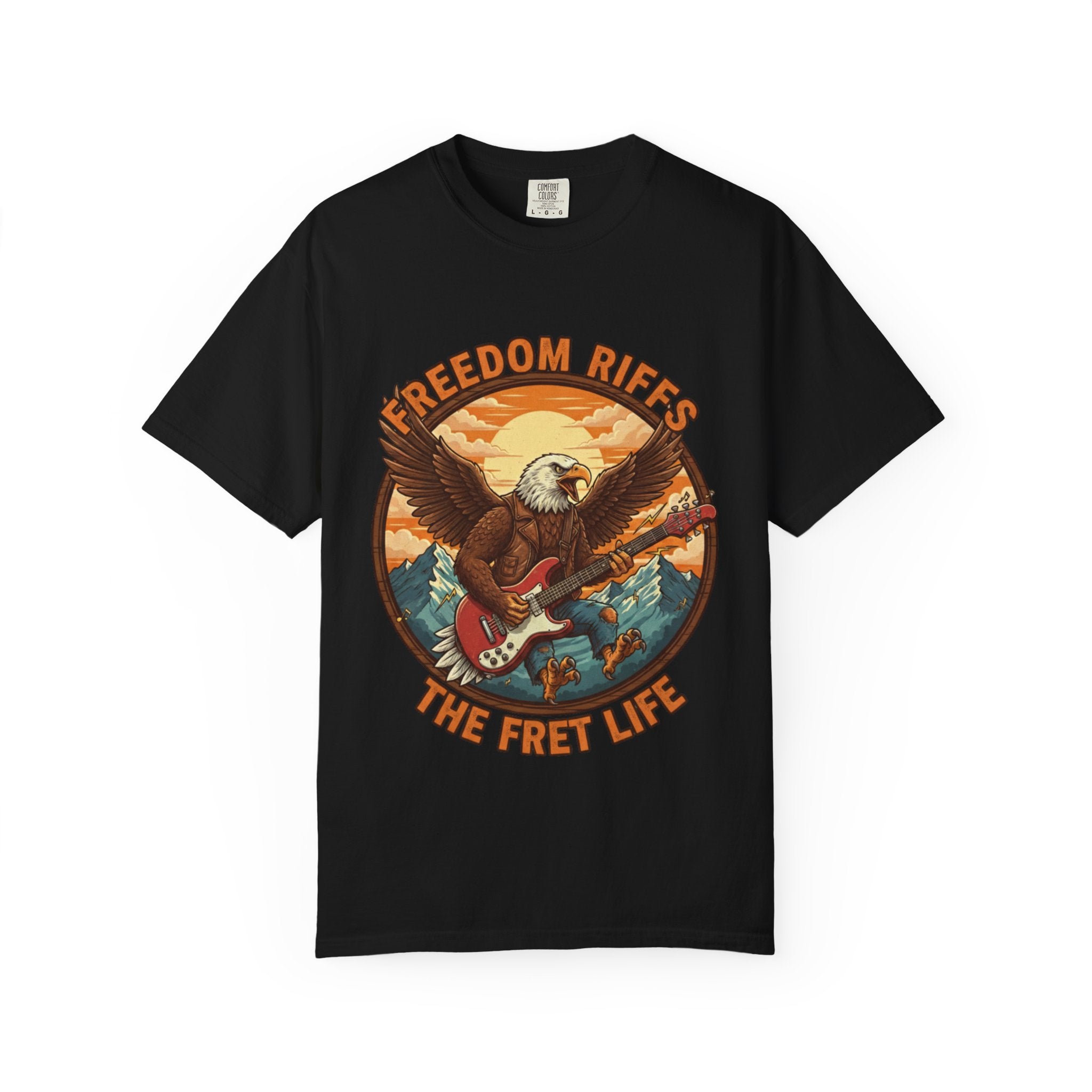 Freedom Riffs: The Eagle's Patriotic Shred Fret Life Tee