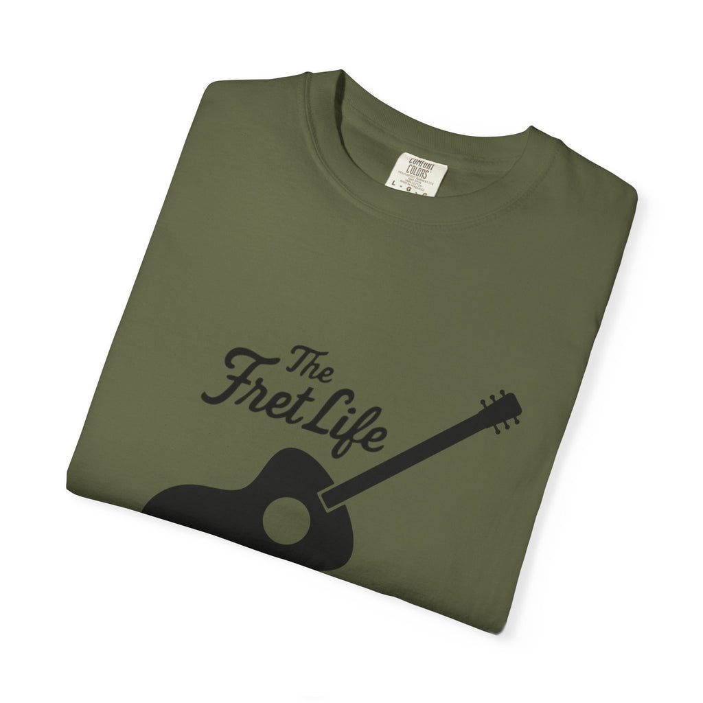 Acoustic Guitar, The Fret Life, Unisex Garment-Dyed T-shirt