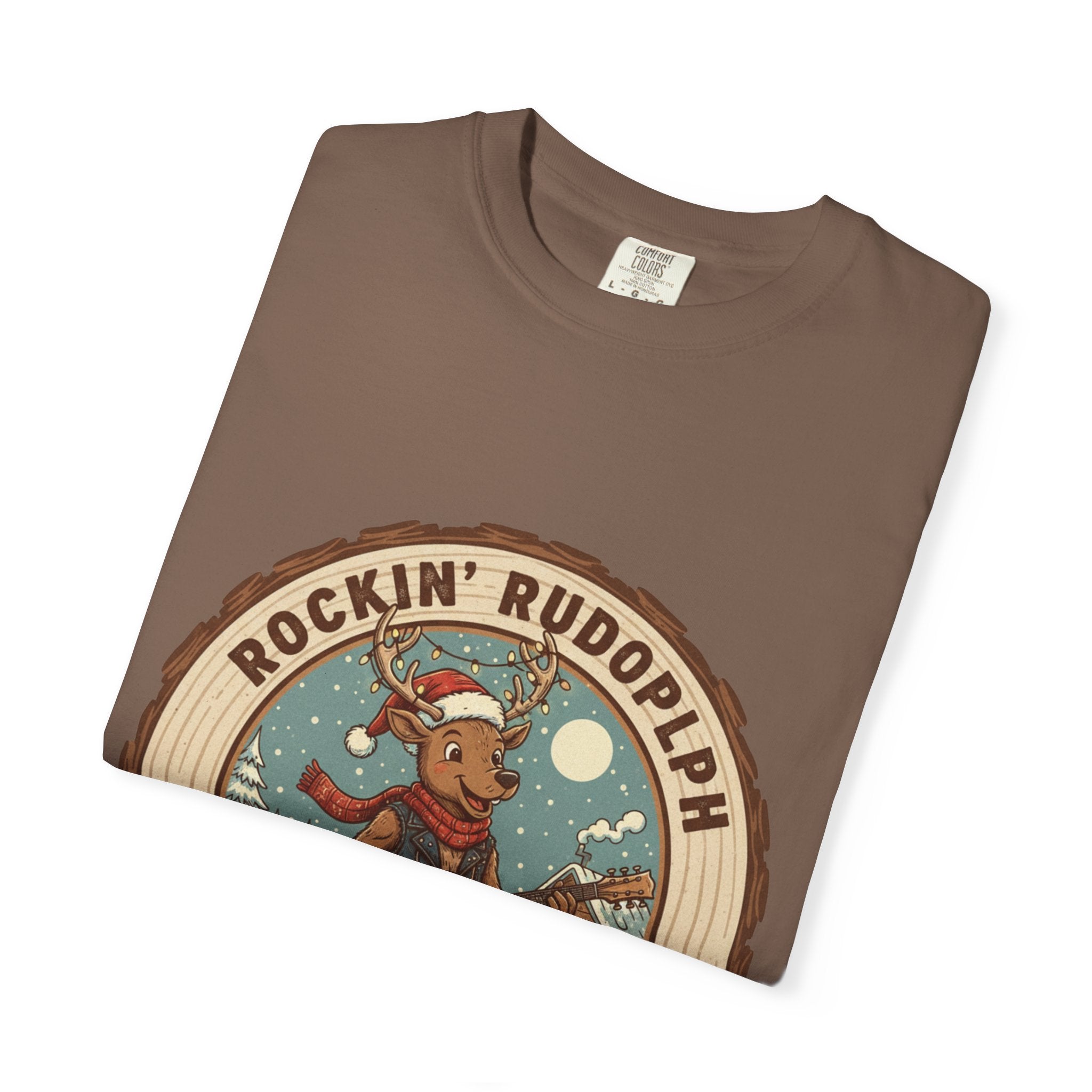Rockin' Rudolph Christmas T-Shirt | Funny Reindeer Guitar Tee