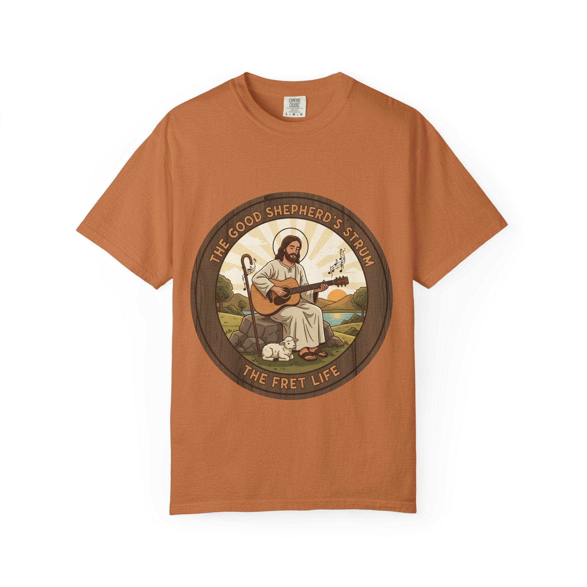 The Good Shepherd's Strum T-Shirt: Led by the Ultimate Musician.