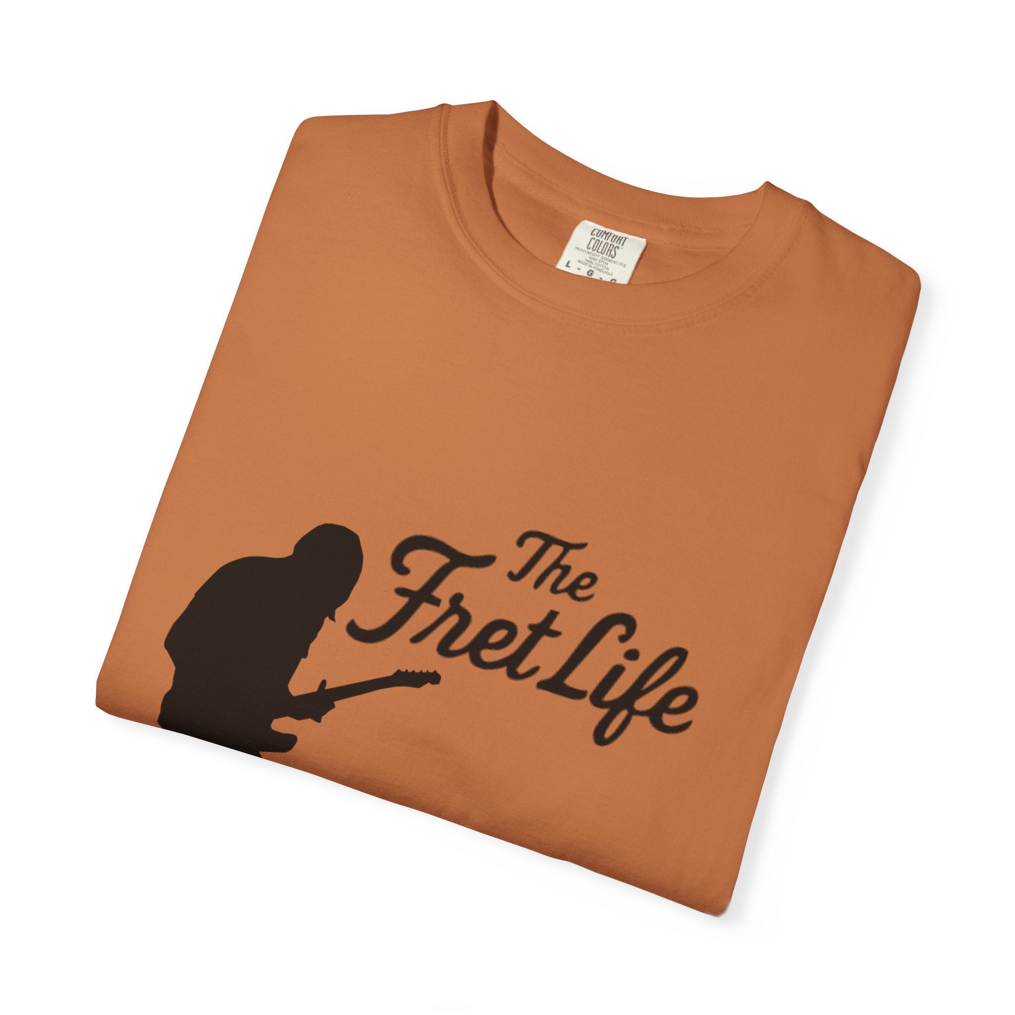 Guitar Player T-shirt with The Fret Life Logo