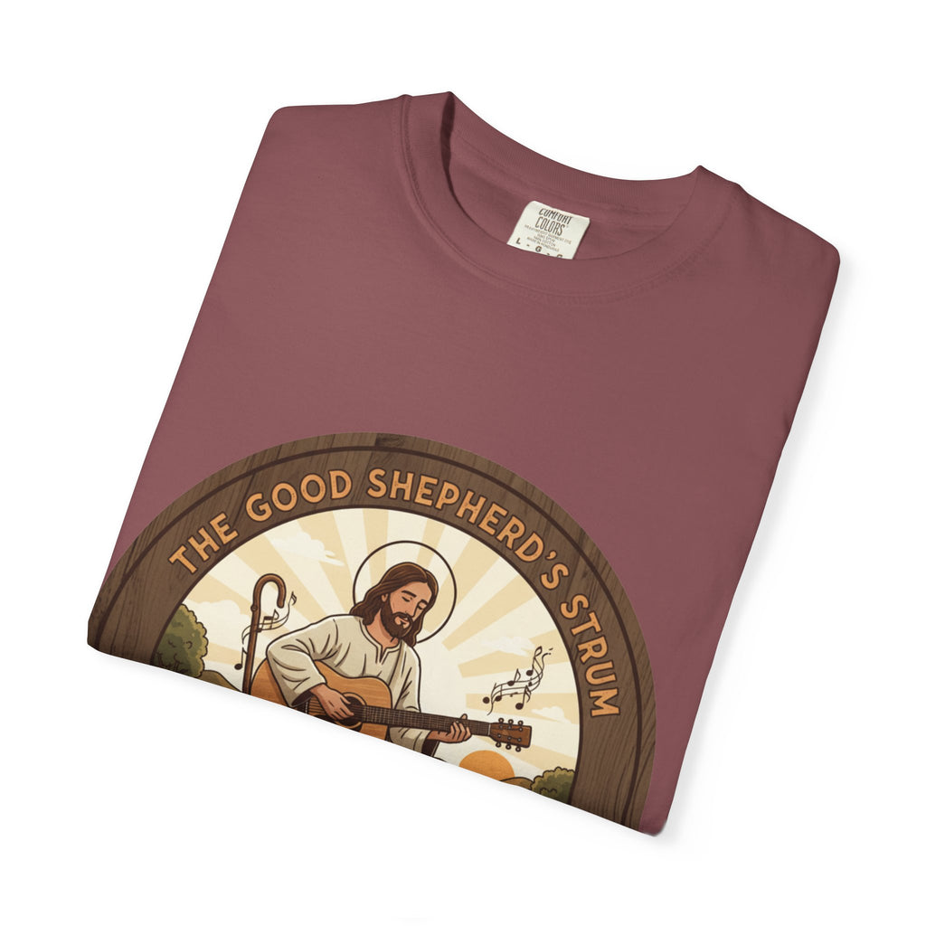 The Good Shepherd's Strum T-Shirt: Led by the Ultimate Musician.