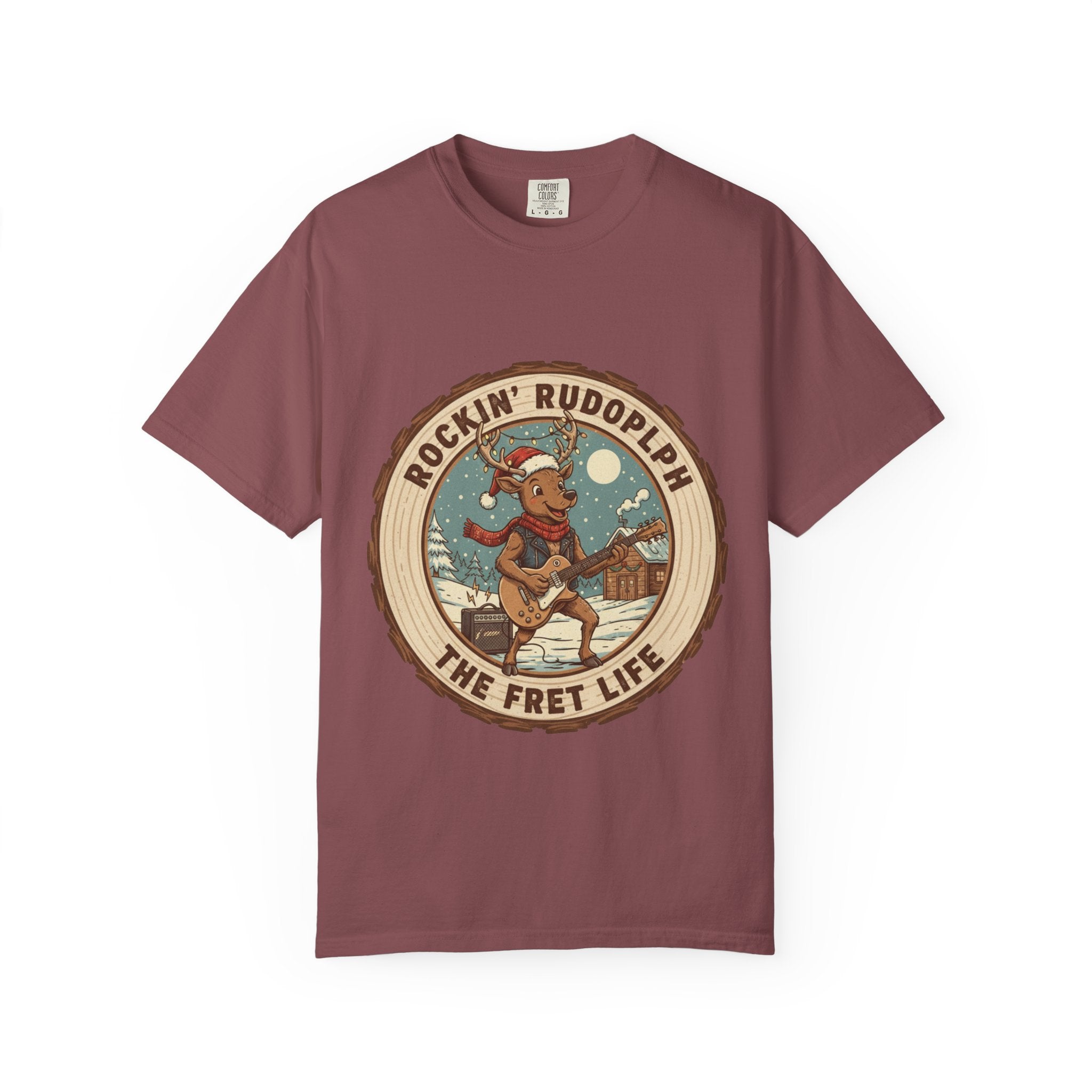Rockin' Rudolph Christmas T-Shirt | Funny Reindeer Guitar Tee