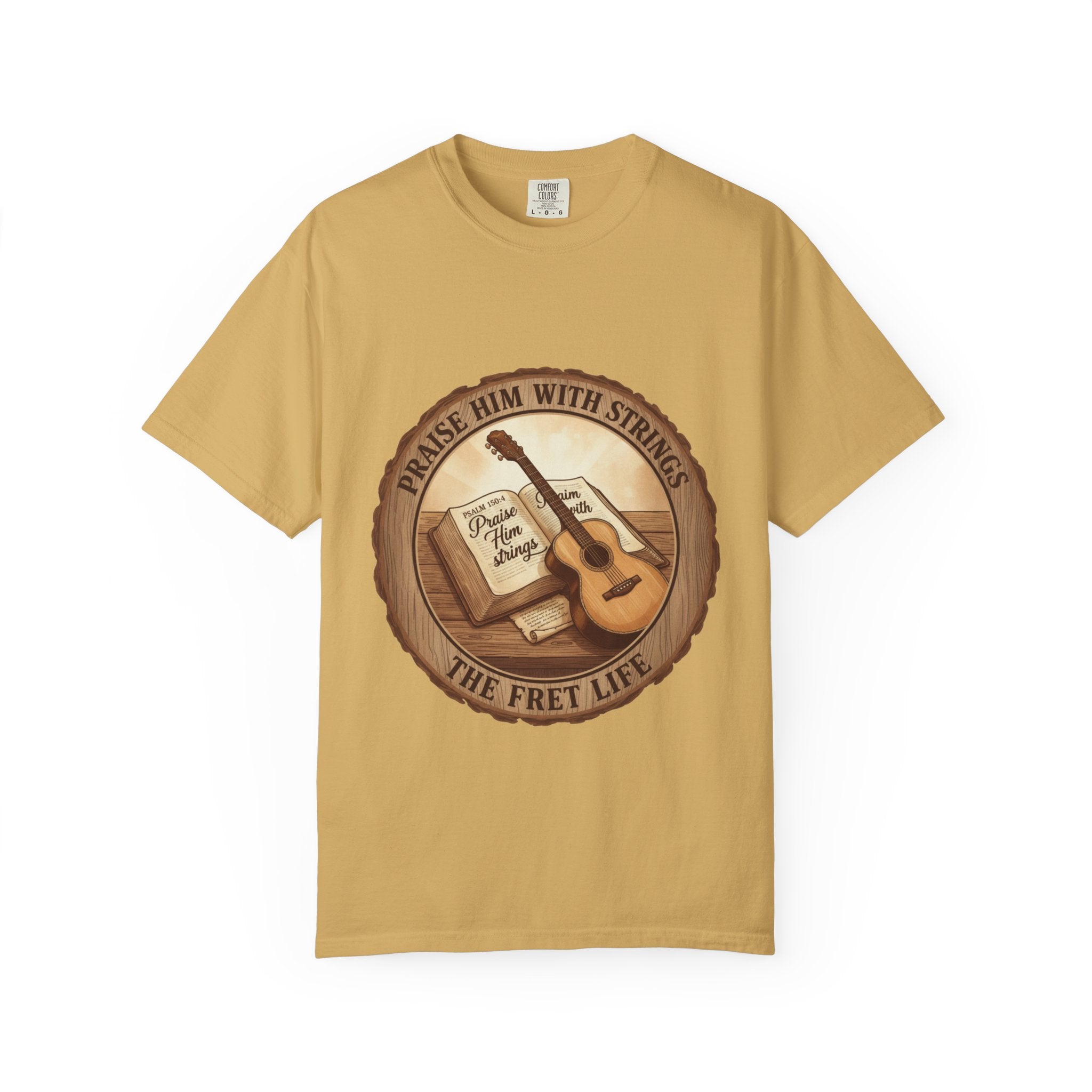 Praise Him With Strings T-Shirt | Psalm 150:4 Christian Guitar Tee