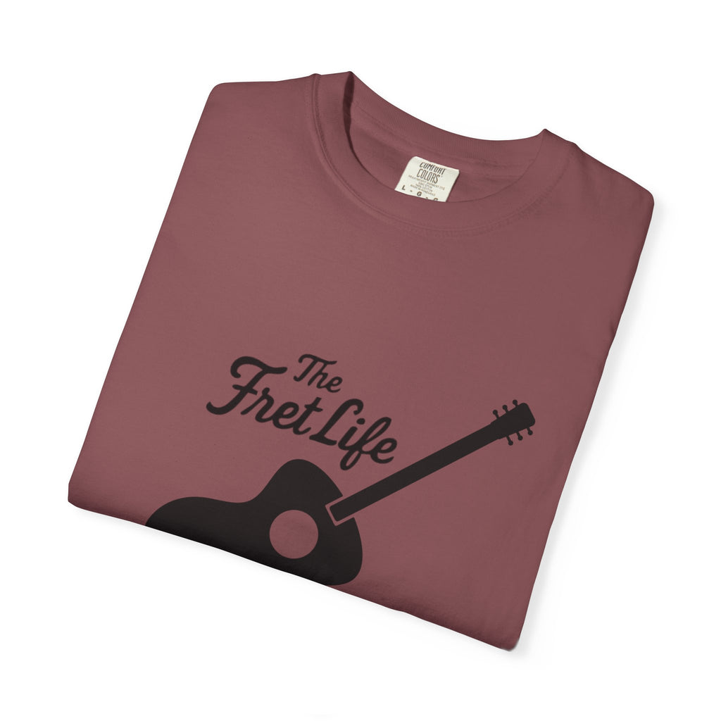 Acoustic Guitar, The Fret Life, Unisex Garment-Dyed T-shirt