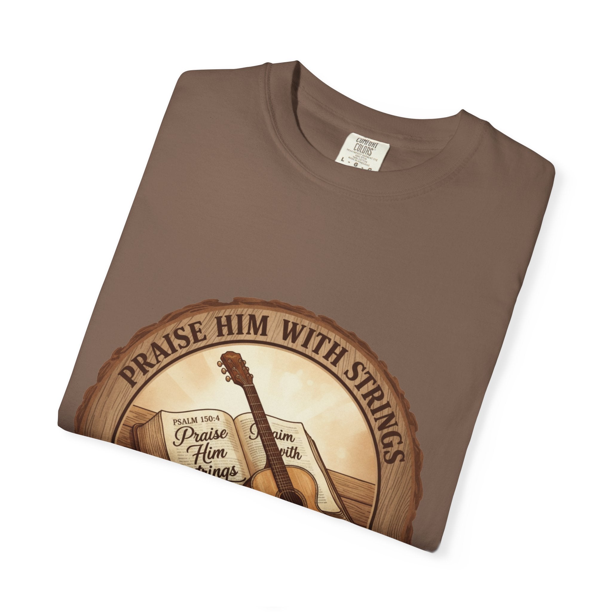 Praise Him With Strings T-Shirt | Psalm 150:4 Christian Guitar Tee
