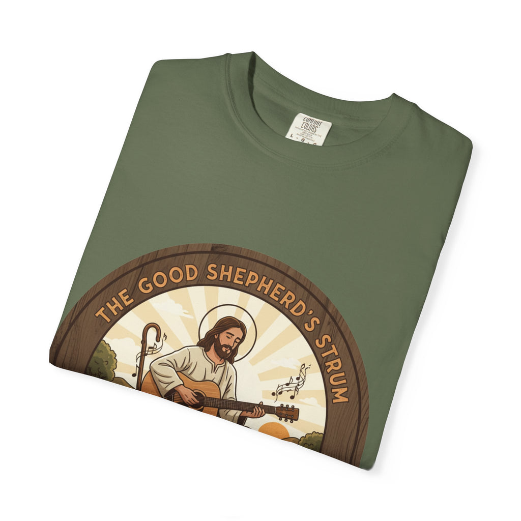 The Good Shepherd's Strum T-Shirt: Led by the Ultimate Musician.