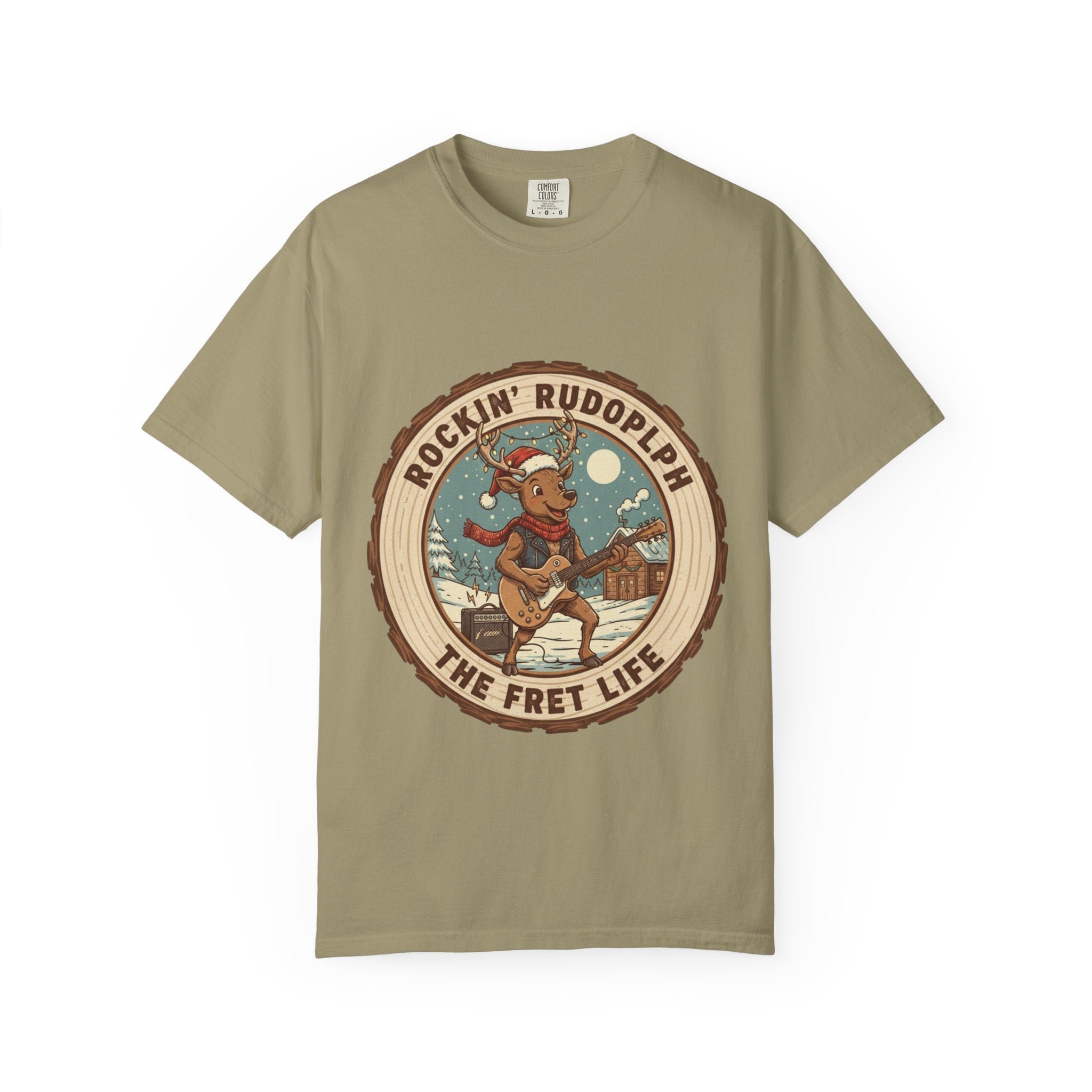 Rockin' Rudolph Christmas T-Shirt | Funny Reindeer Guitar Tee