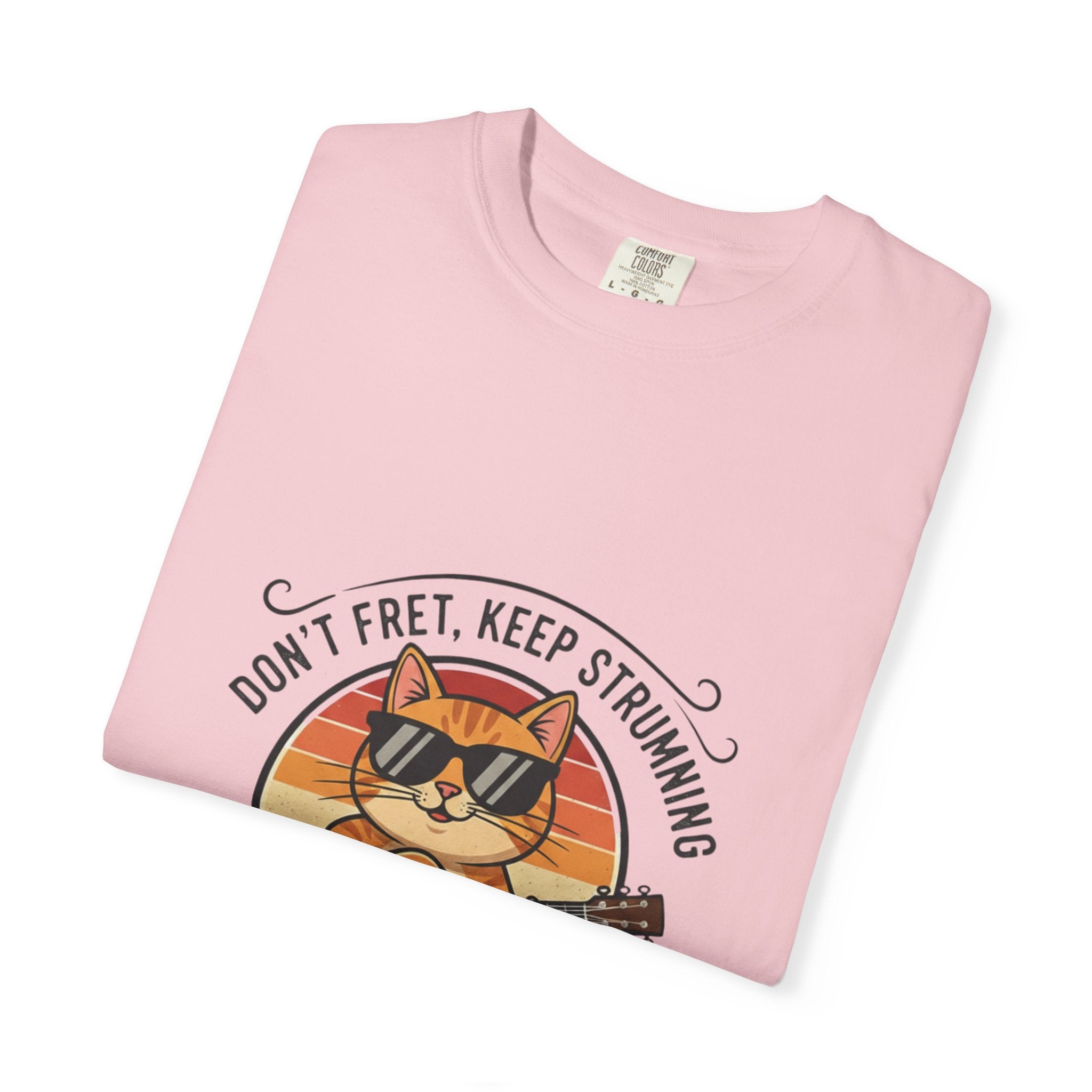 Don't Fret, Keep Strumming: Cat & Guitar Lover's Tee