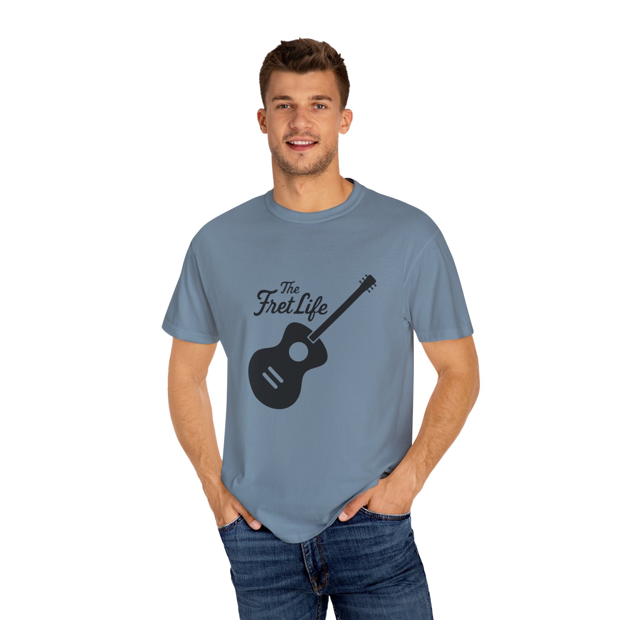 Acoustic Guitar, The Fret Life, Unisex Garment-Dyed T-shirt