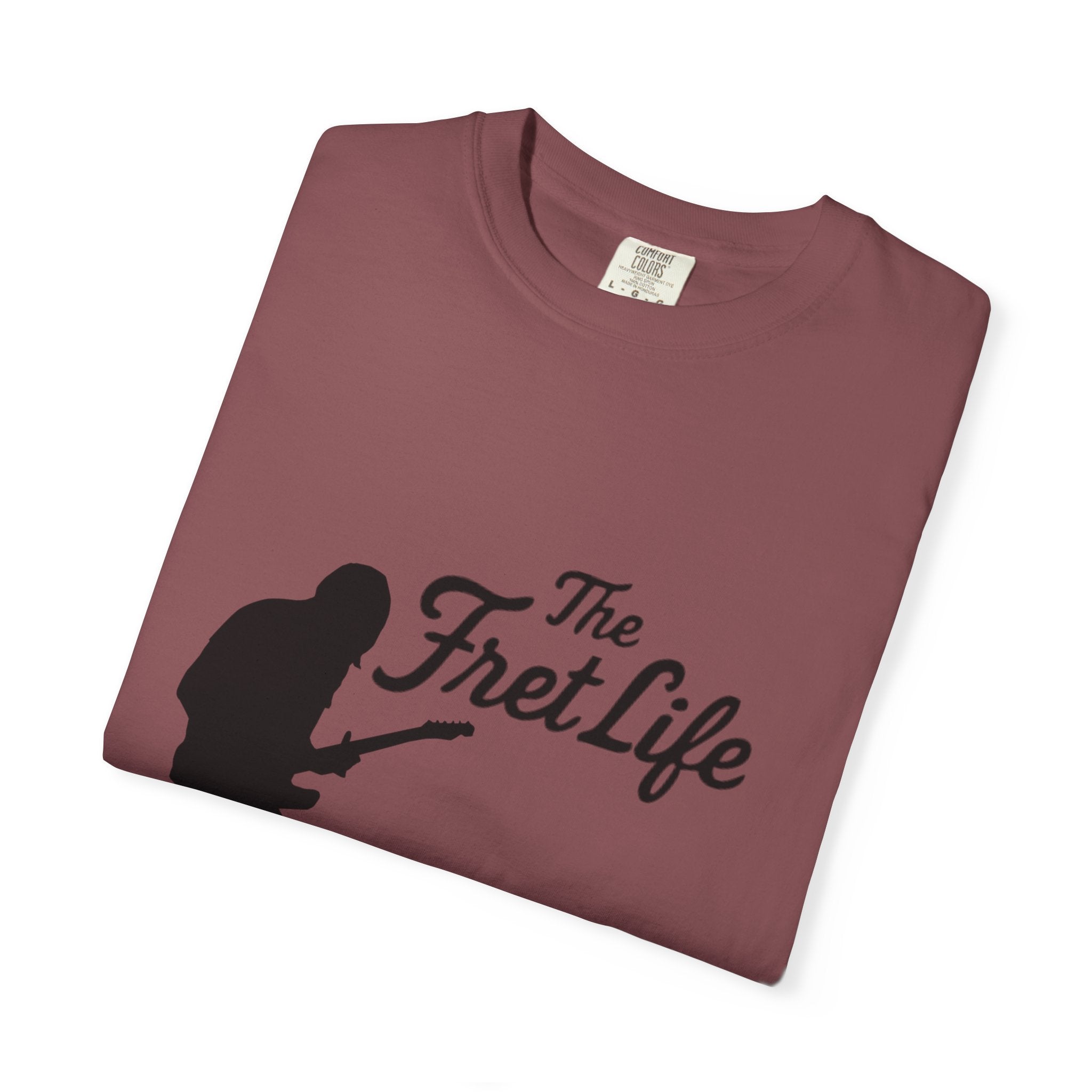Guitar Player T-shirt with The Fret Life Logo