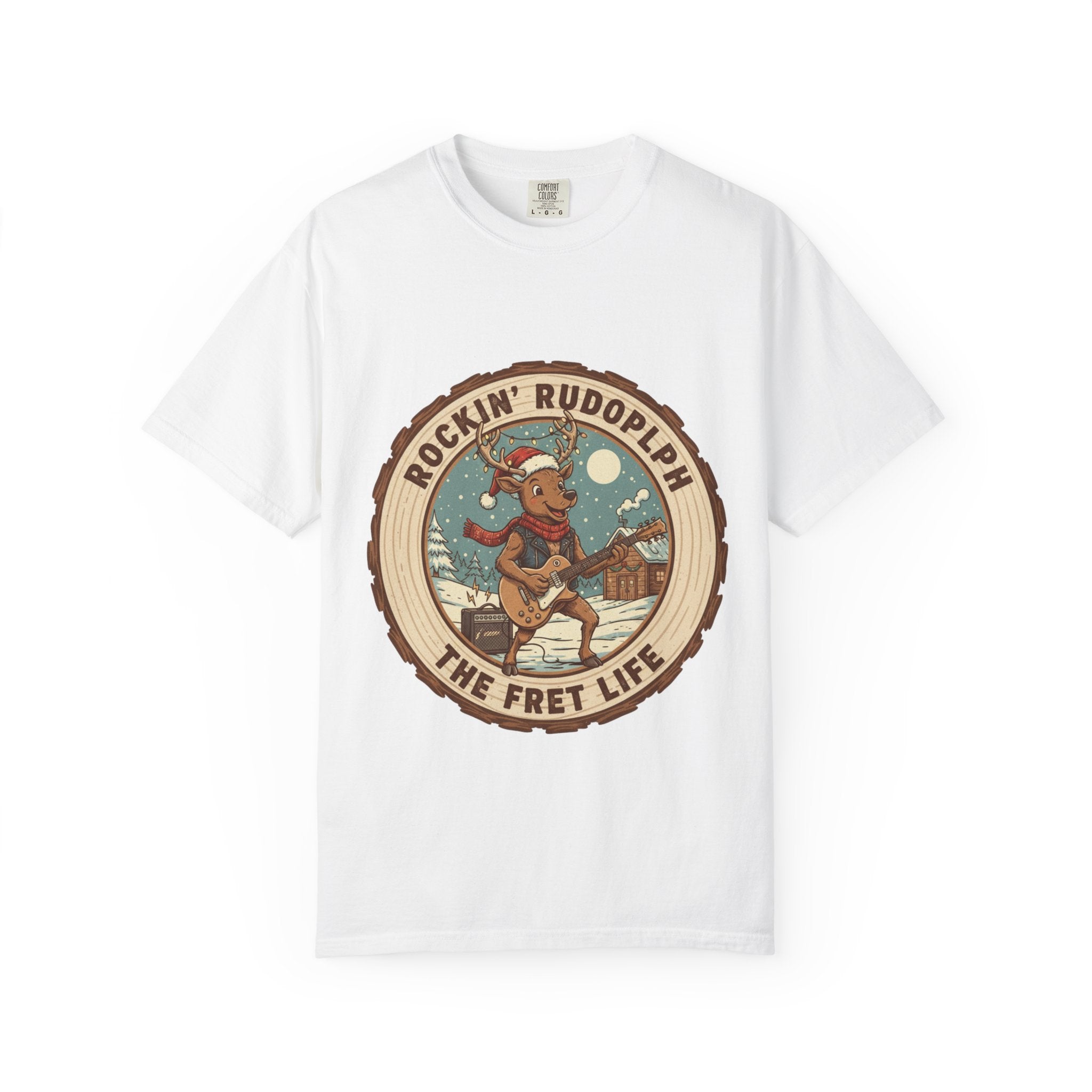 Rockin' Rudolph Christmas T-Shirt | Funny Reindeer Guitar Tee