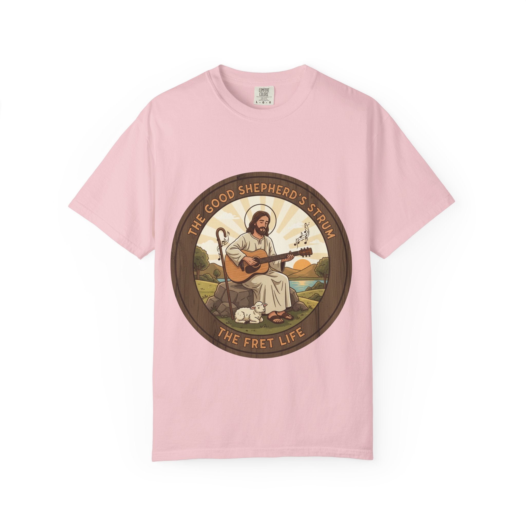 The Good Shepherd's Strum T-Shirt: Led by the Ultimate Musician.