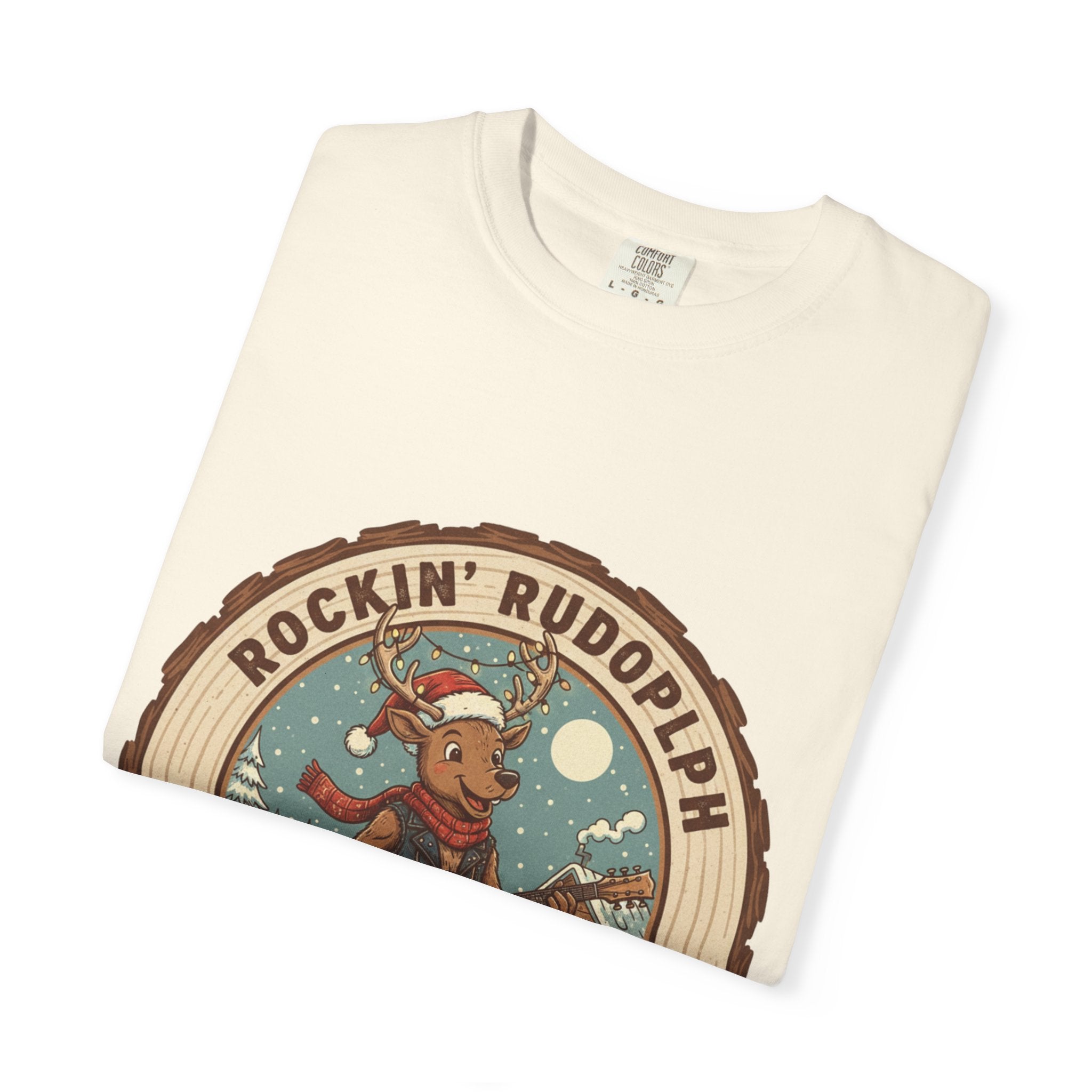 Rockin' Rudolph Christmas T-Shirt | Funny Reindeer Guitar Tee
