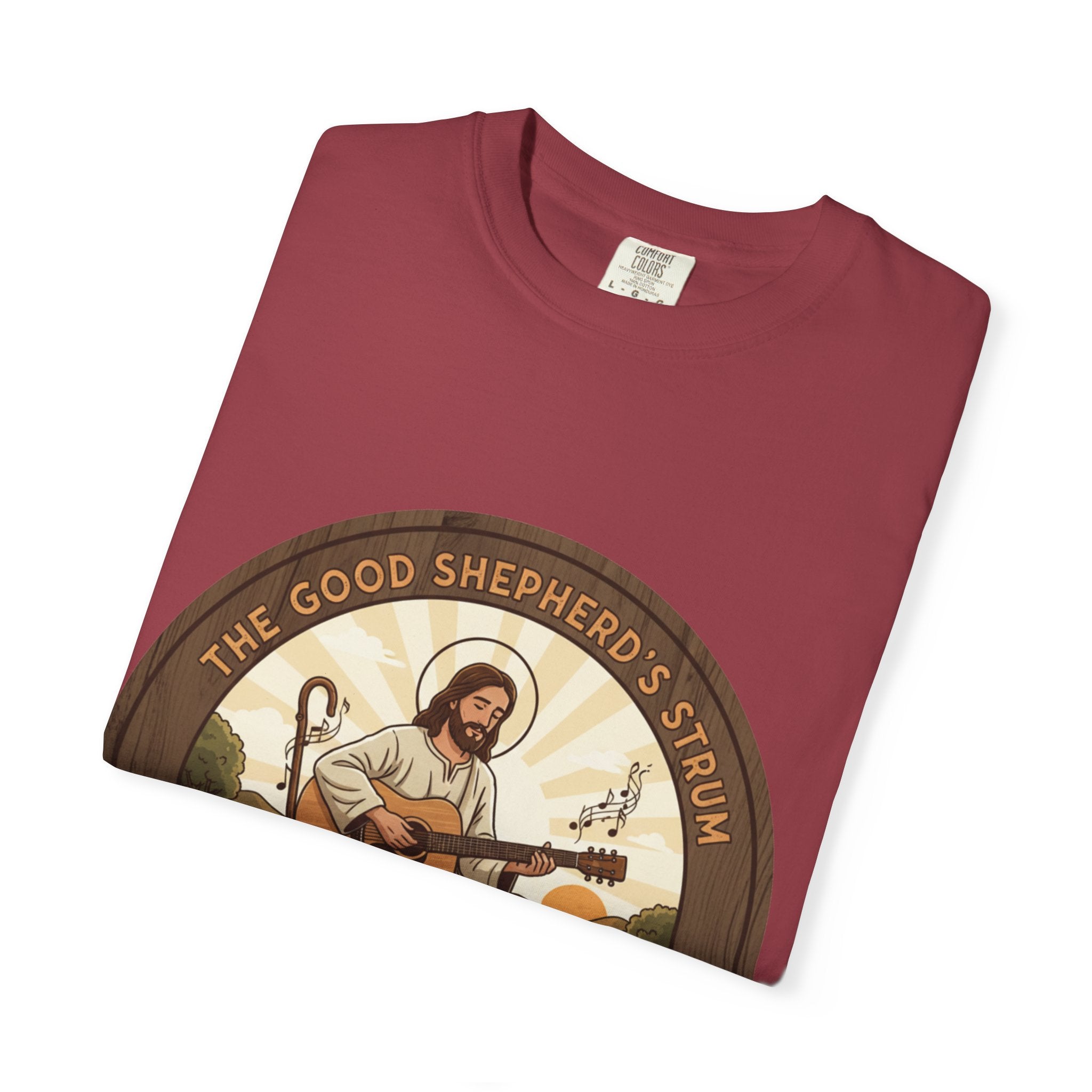 The Good Shepherd's Strum T-Shirt: Led by the Ultimate Musician.