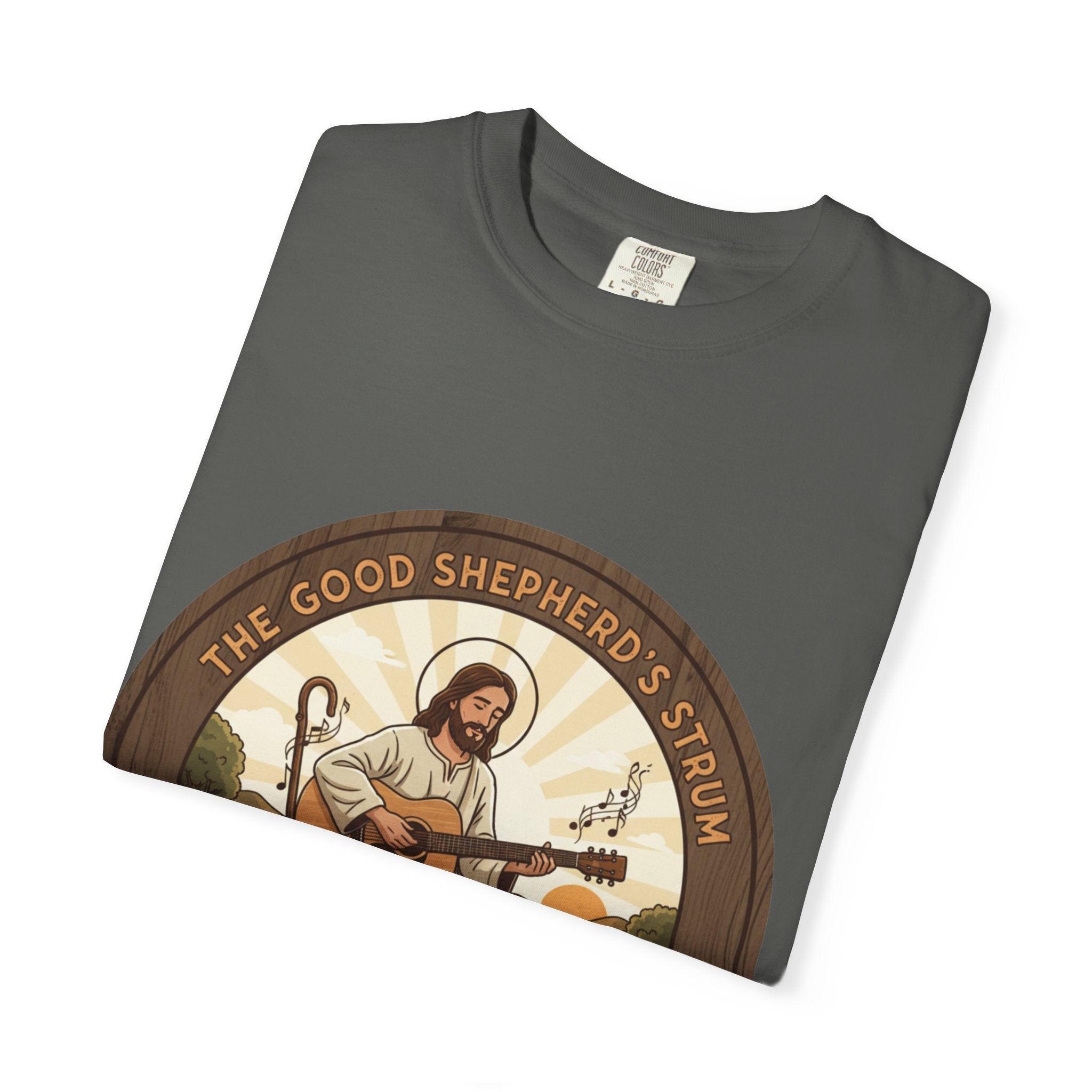 The Good Shepherd's Strum T-Shirt: Led by the Ultimate Musician.