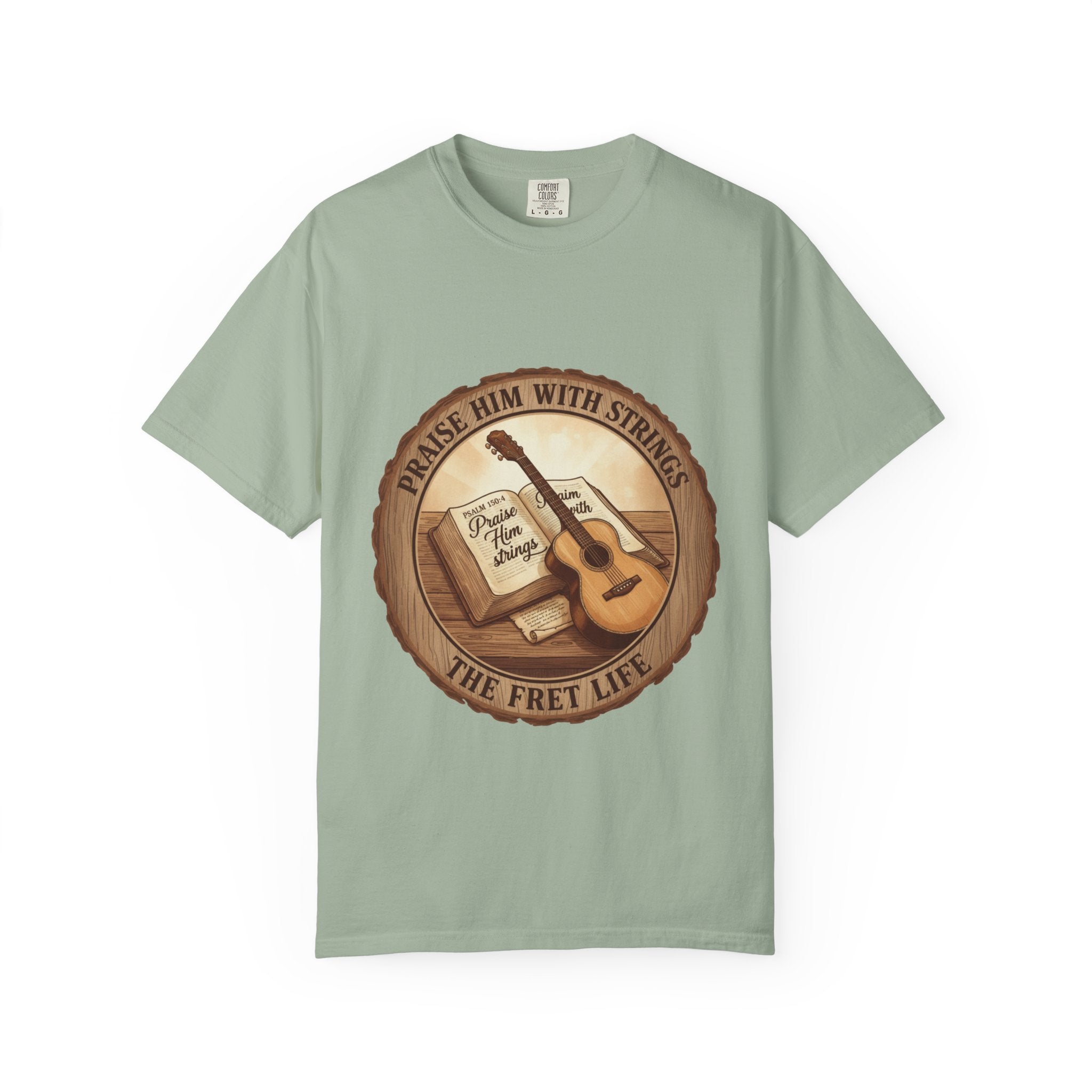 Praise Him With Strings T-Shirt | Psalm 150:4 Christian Guitar Tee