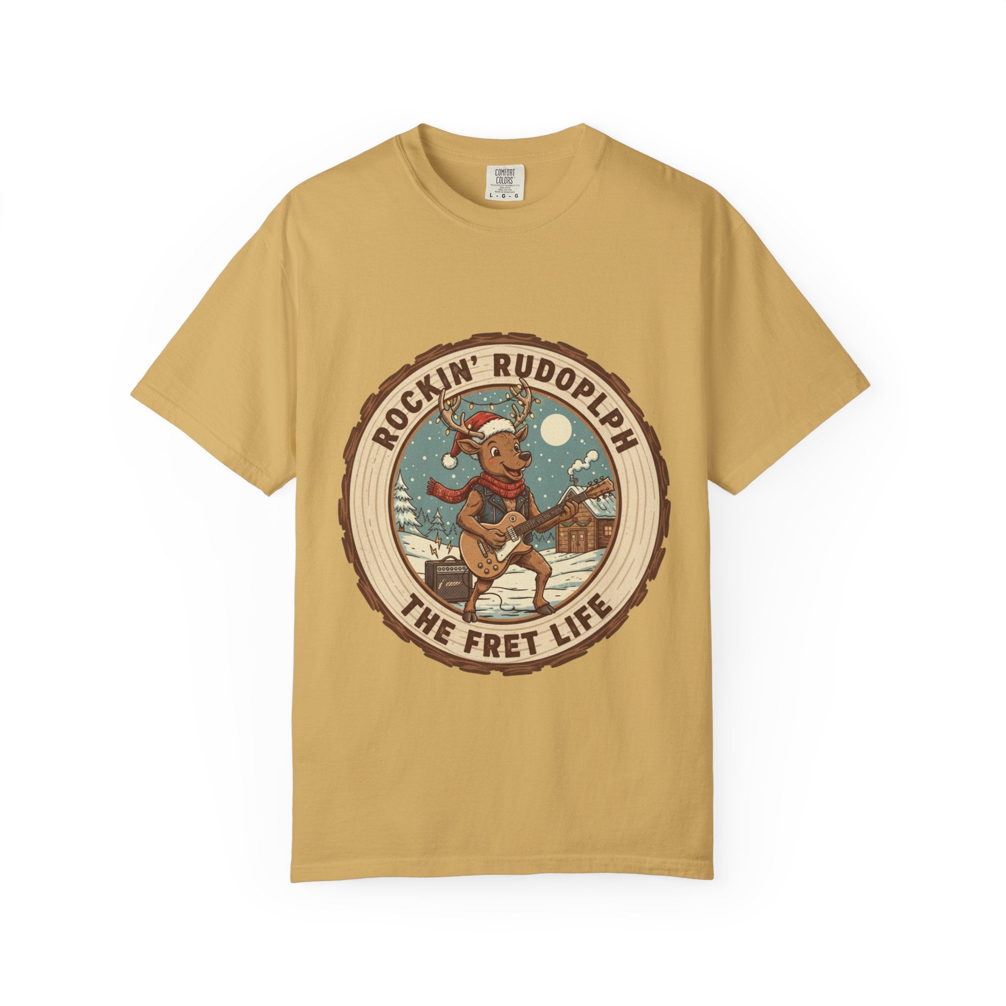 Rockin' Rudolph Christmas T-Shirt | Funny Reindeer Guitar Tee