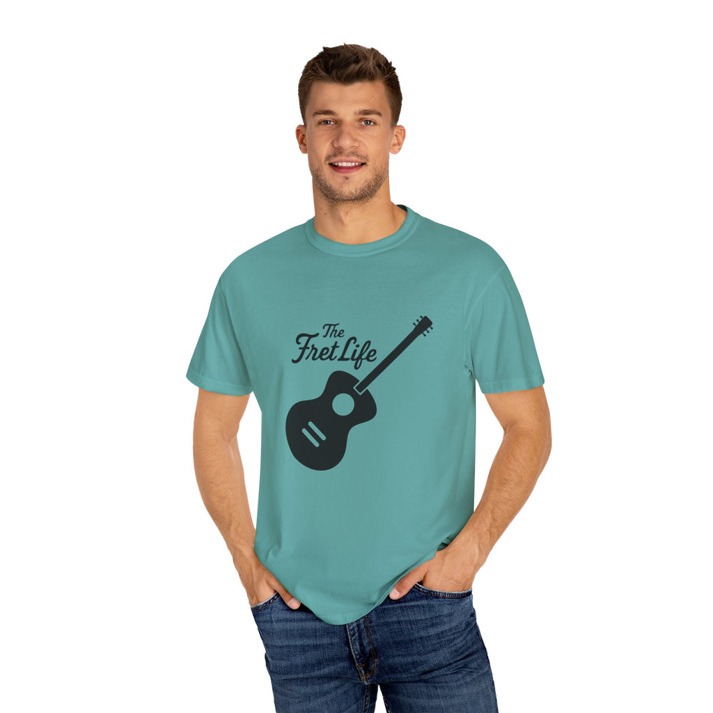 Acoustic Guitar, The Fret Life, Unisex Garment-Dyed T-shirt