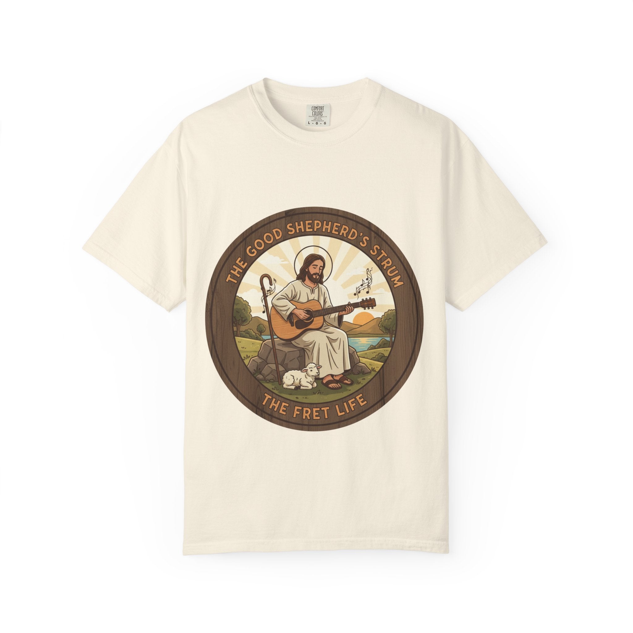 The Good Shepherd's Strum T-Shirt: Led by the Ultimate Musician.