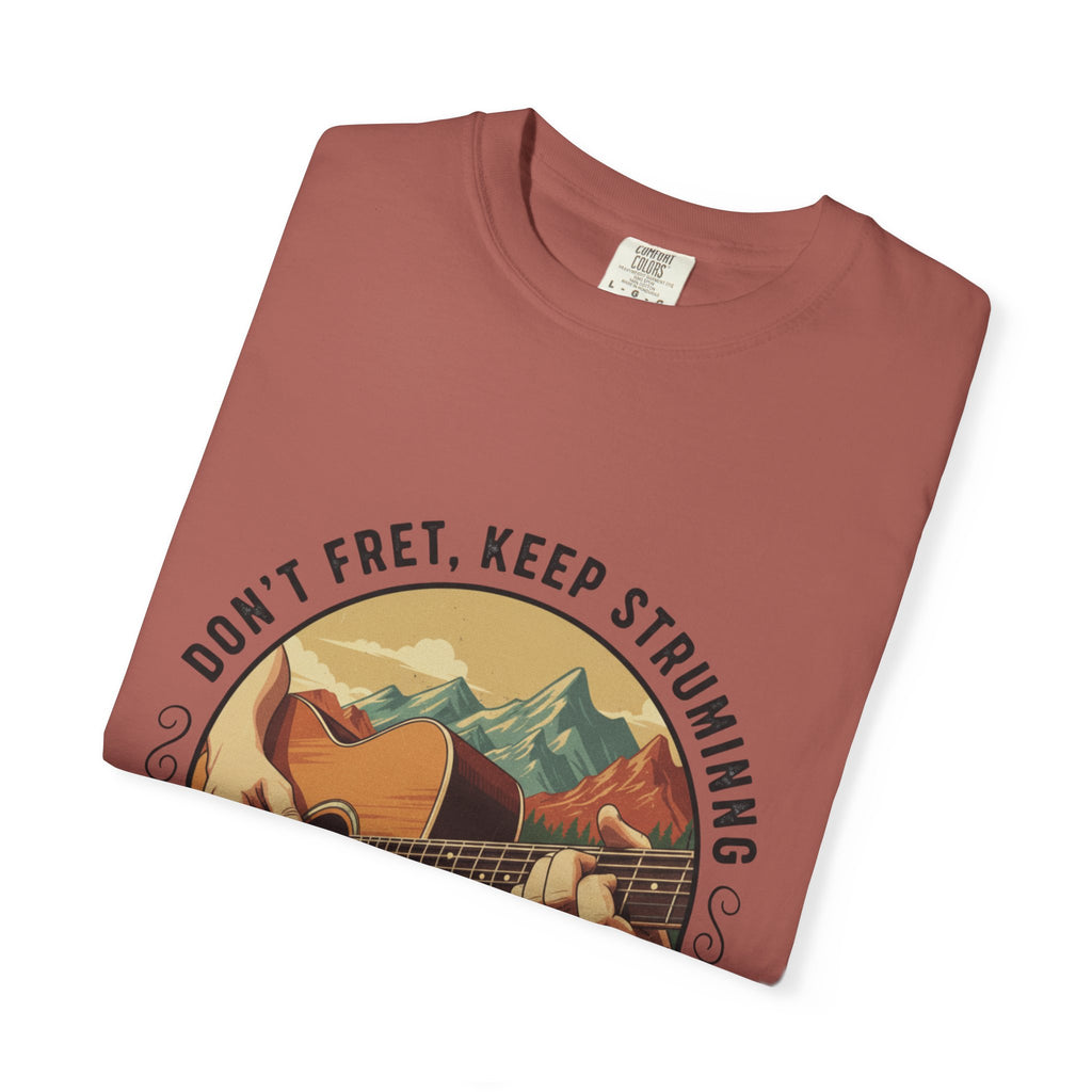 Don't Fret, Keep Strumming: Mountain Lake Serenade Tee