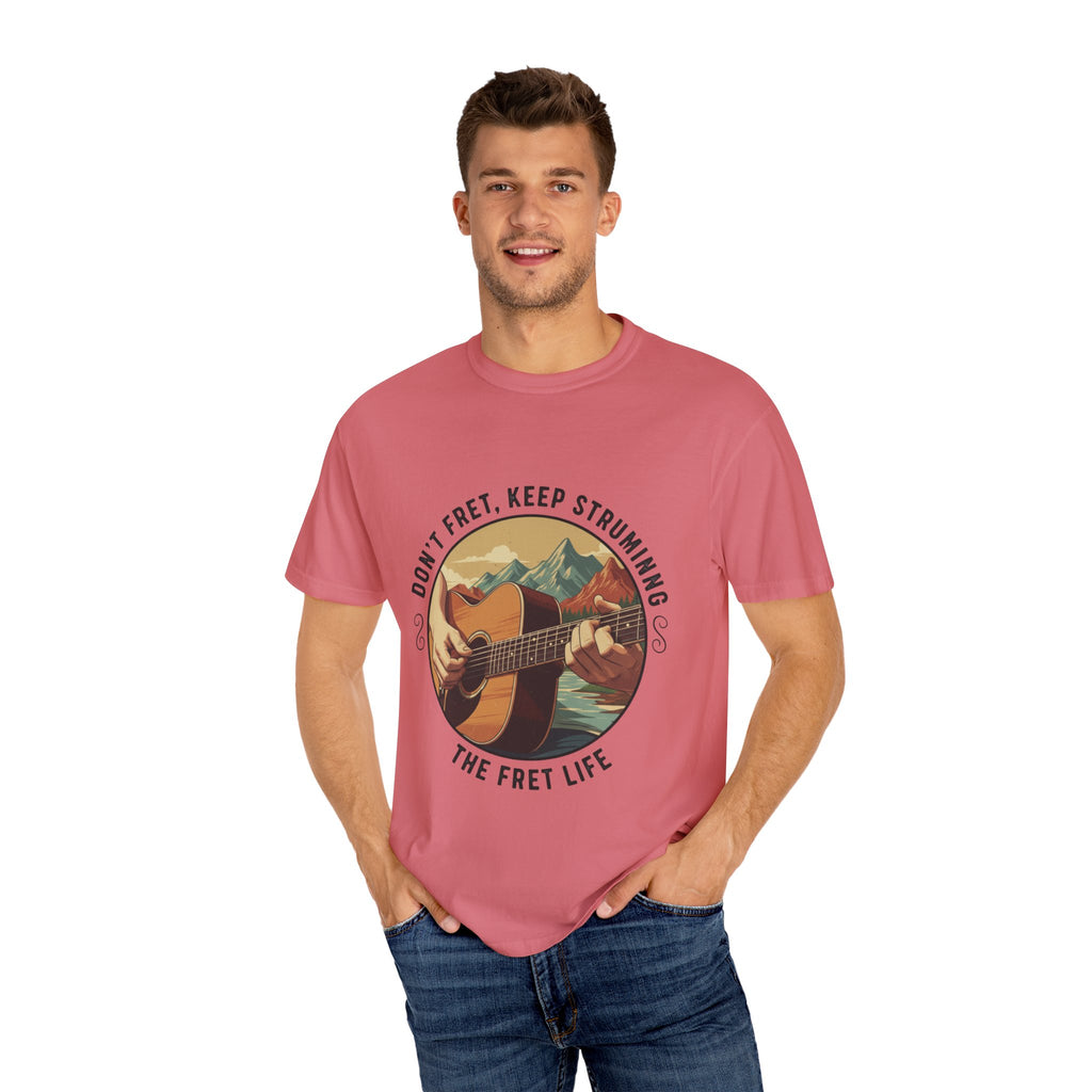 Don't Fret, Keep Strumming: Mountain Lake Serenade Tee