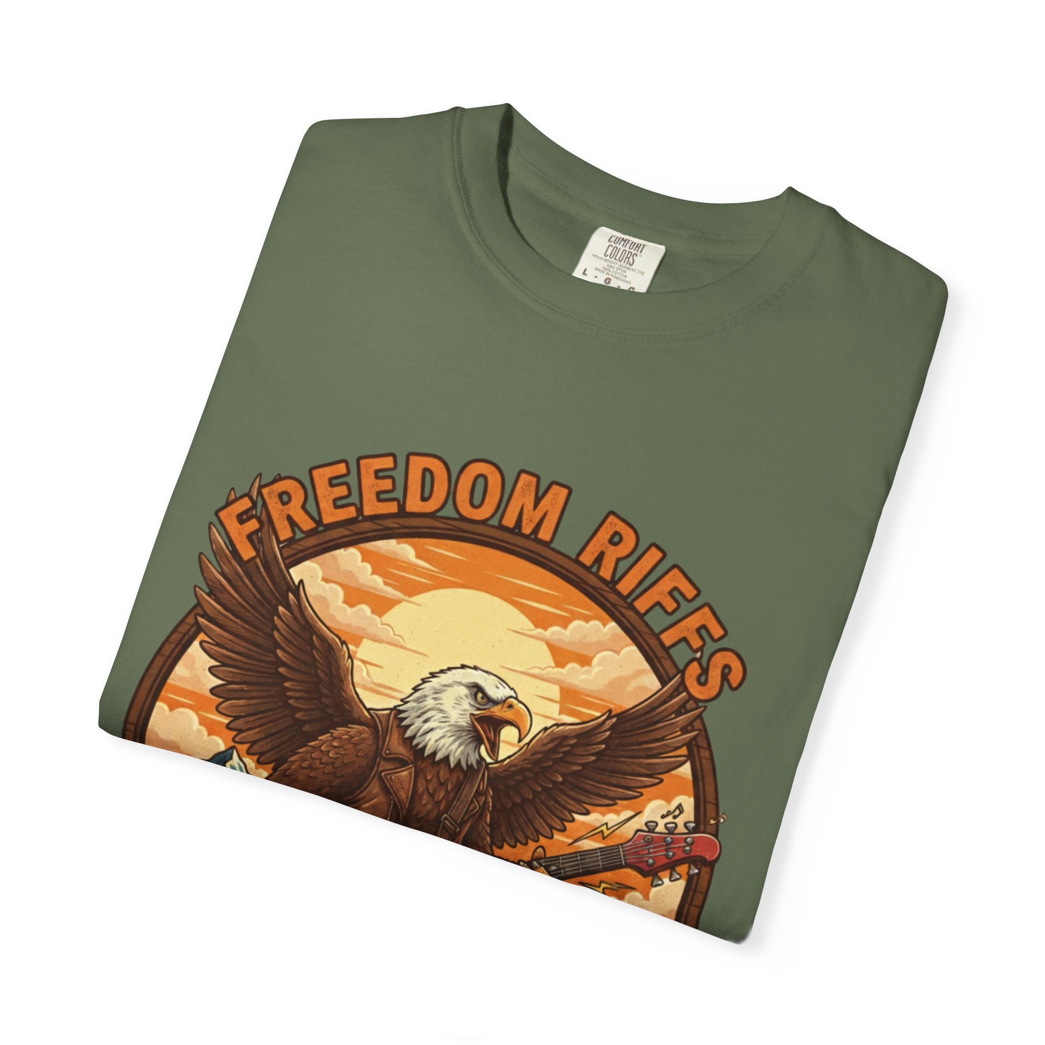 Freedom Riffs: The Eagle's Patriotic Shred Fret Life Tee