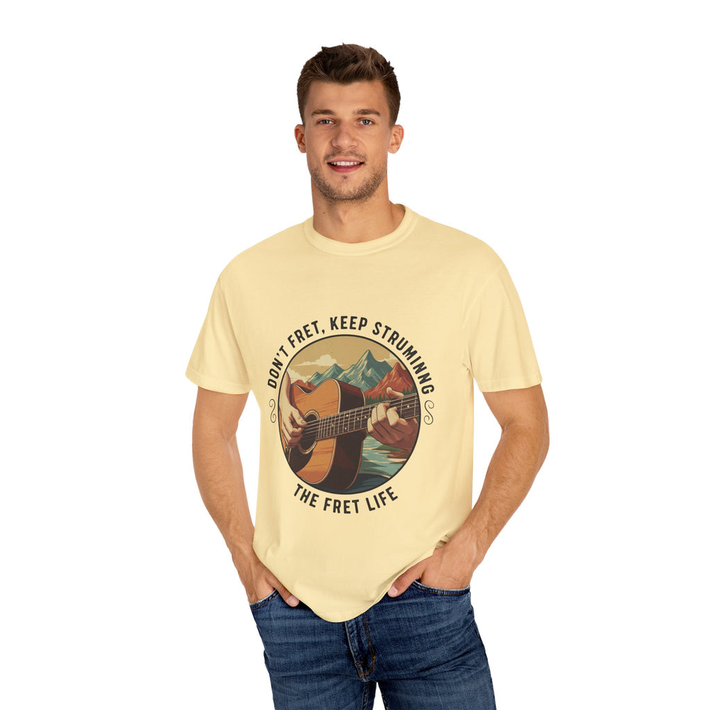 Don't Fret, Keep Strumming: Mountain Lake Serenade Tee