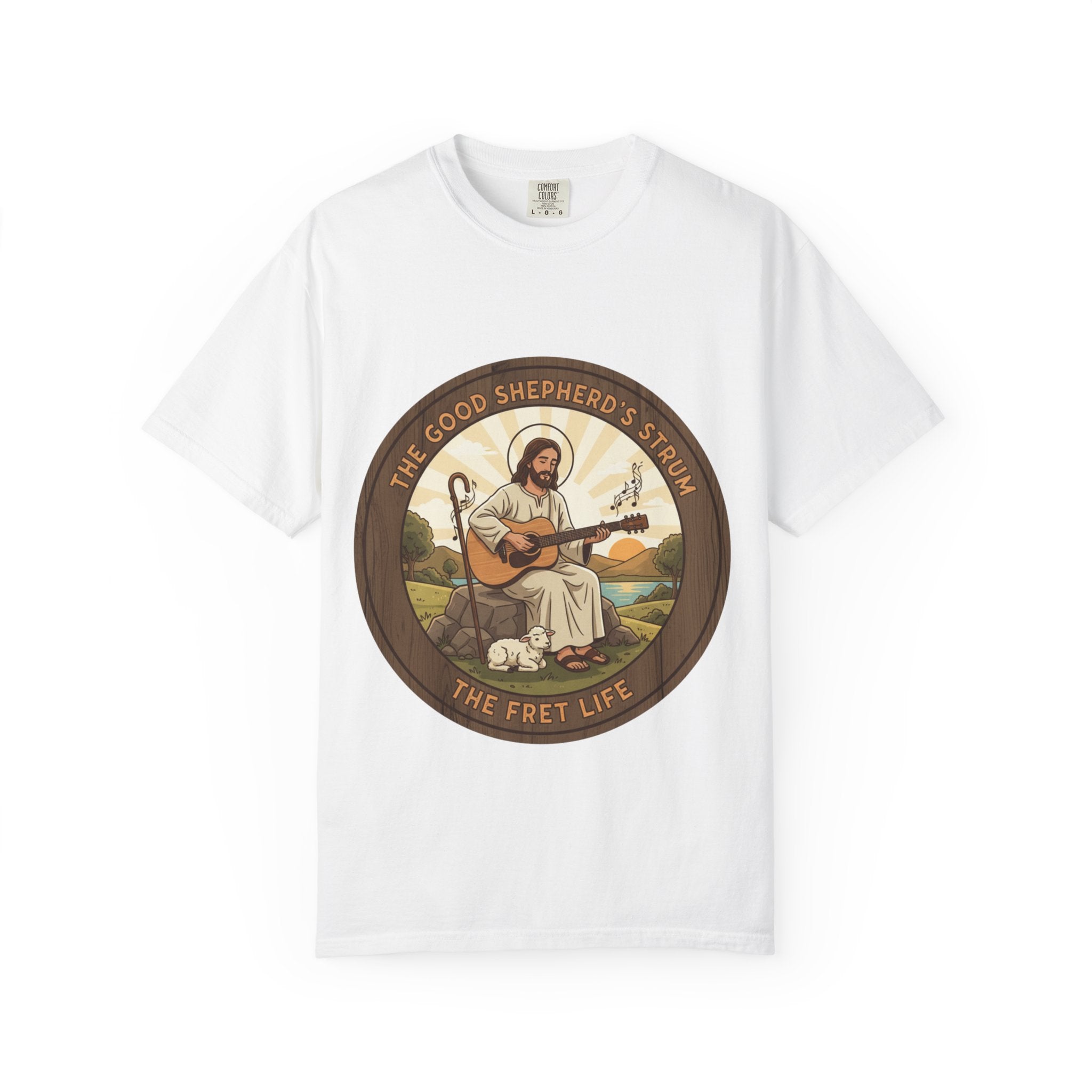 The Good Shepherd's Strum T-Shirt: Led by the Ultimate Musician.